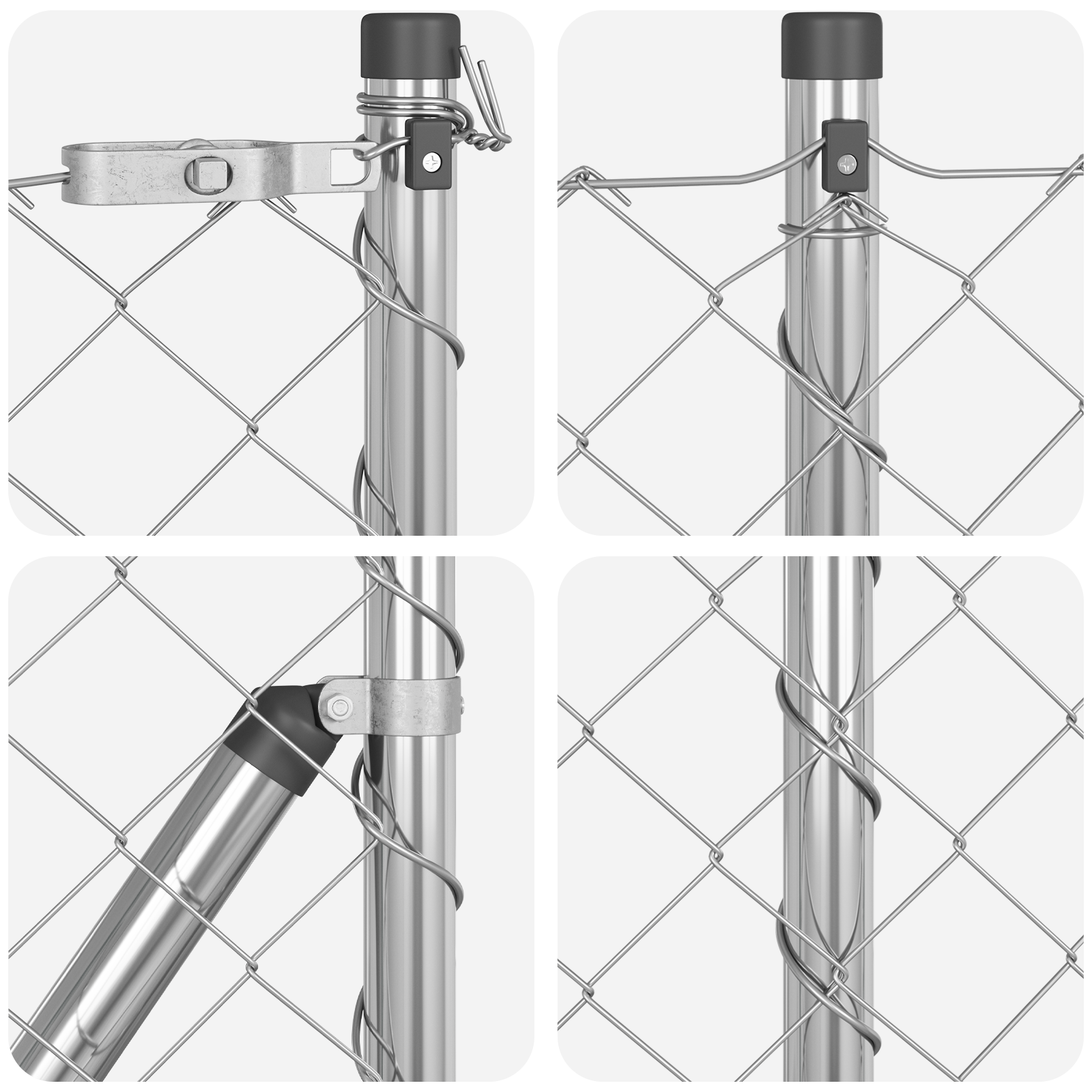 Chain Link Fence Set of 2 Galvanised Galvanised Steel 25 x 1 m - Image 7