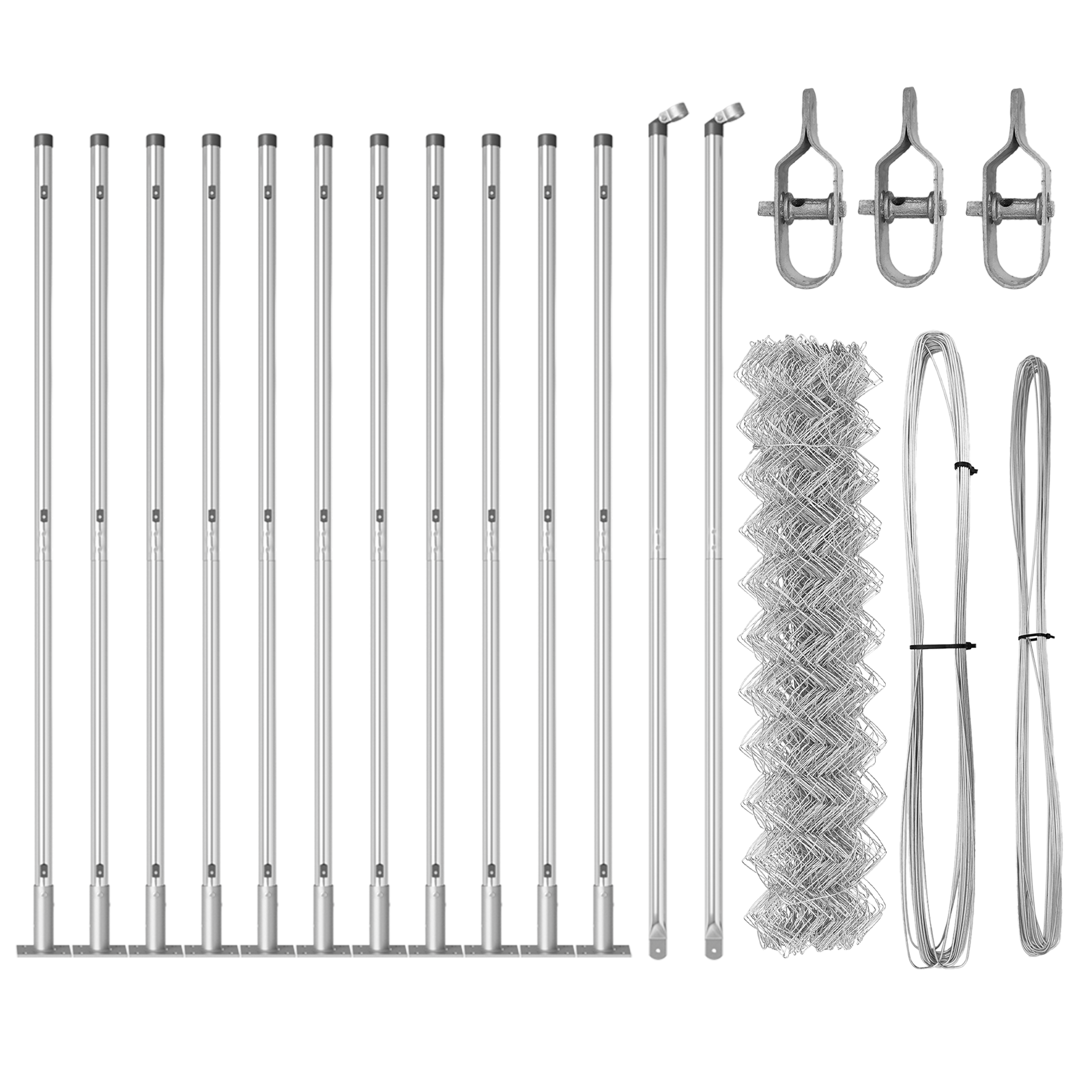 Chain Link Fence Set of 2 Galvanised Galvanised Steel 25 x 1 m - Image 4