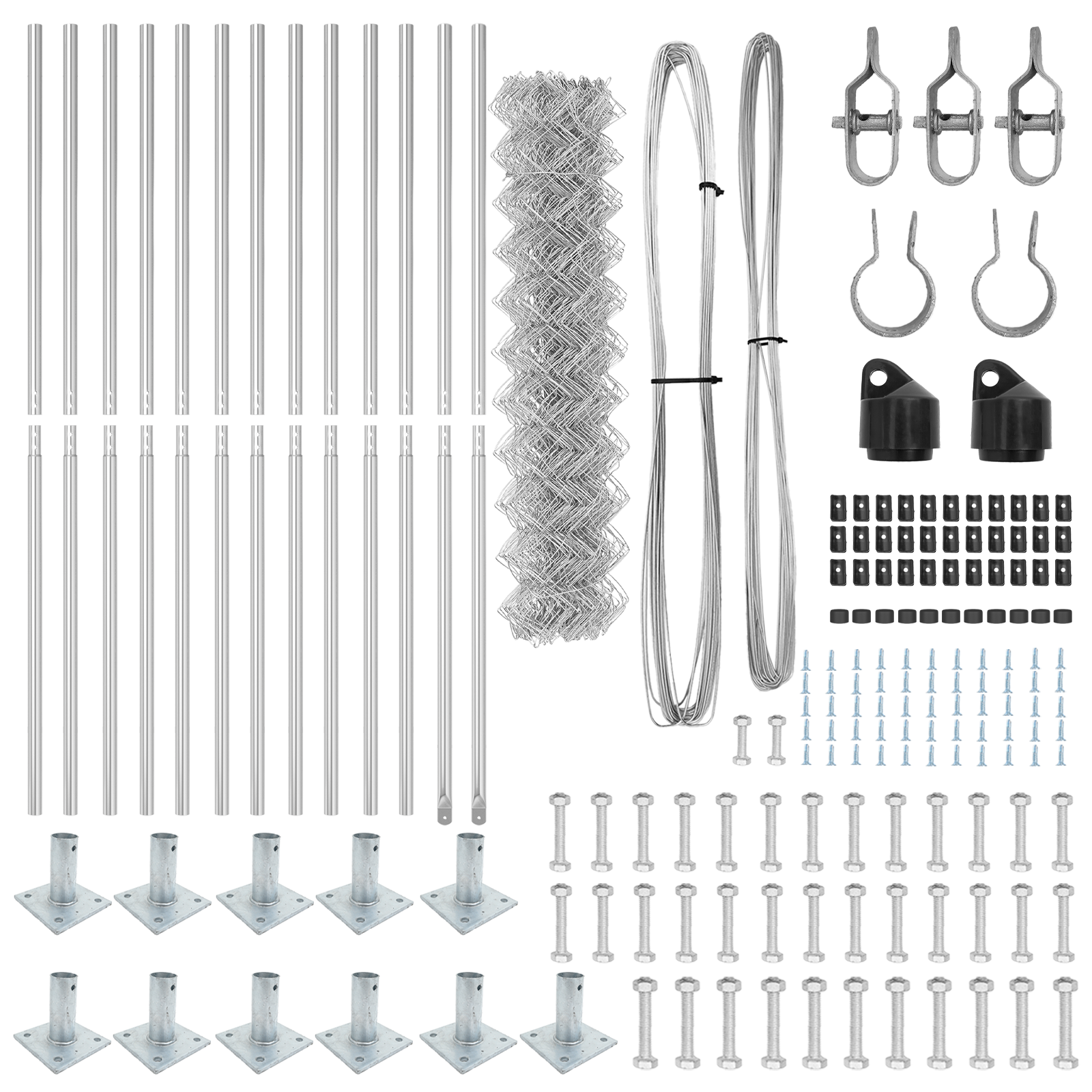 Chain Link Fence Set of 2 Galvanised Galvanised Steel 25 x 1 m - Image 5