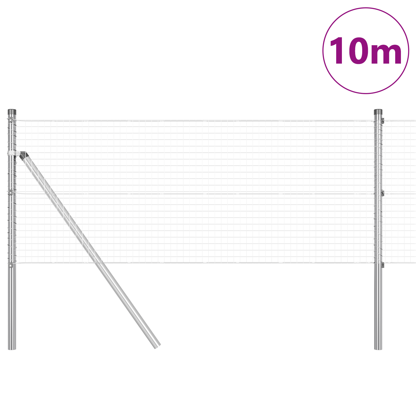 Welded Wire Fence with 7 Posts 0.6x10 m Galvanised Steel - Image 3