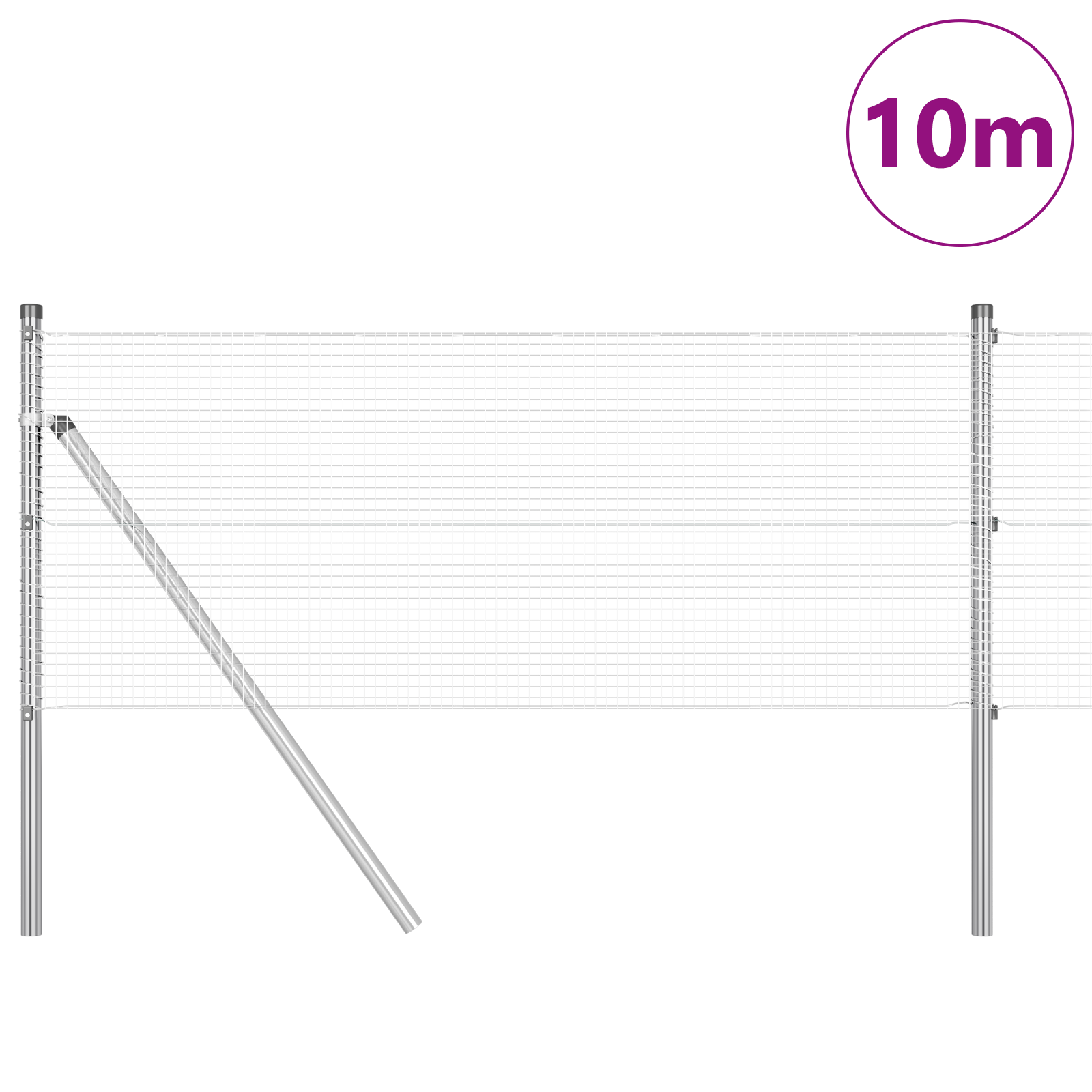 Welded Wire Fence with 7 Posts 0.8x10 m Galvanised Steel - Image 3