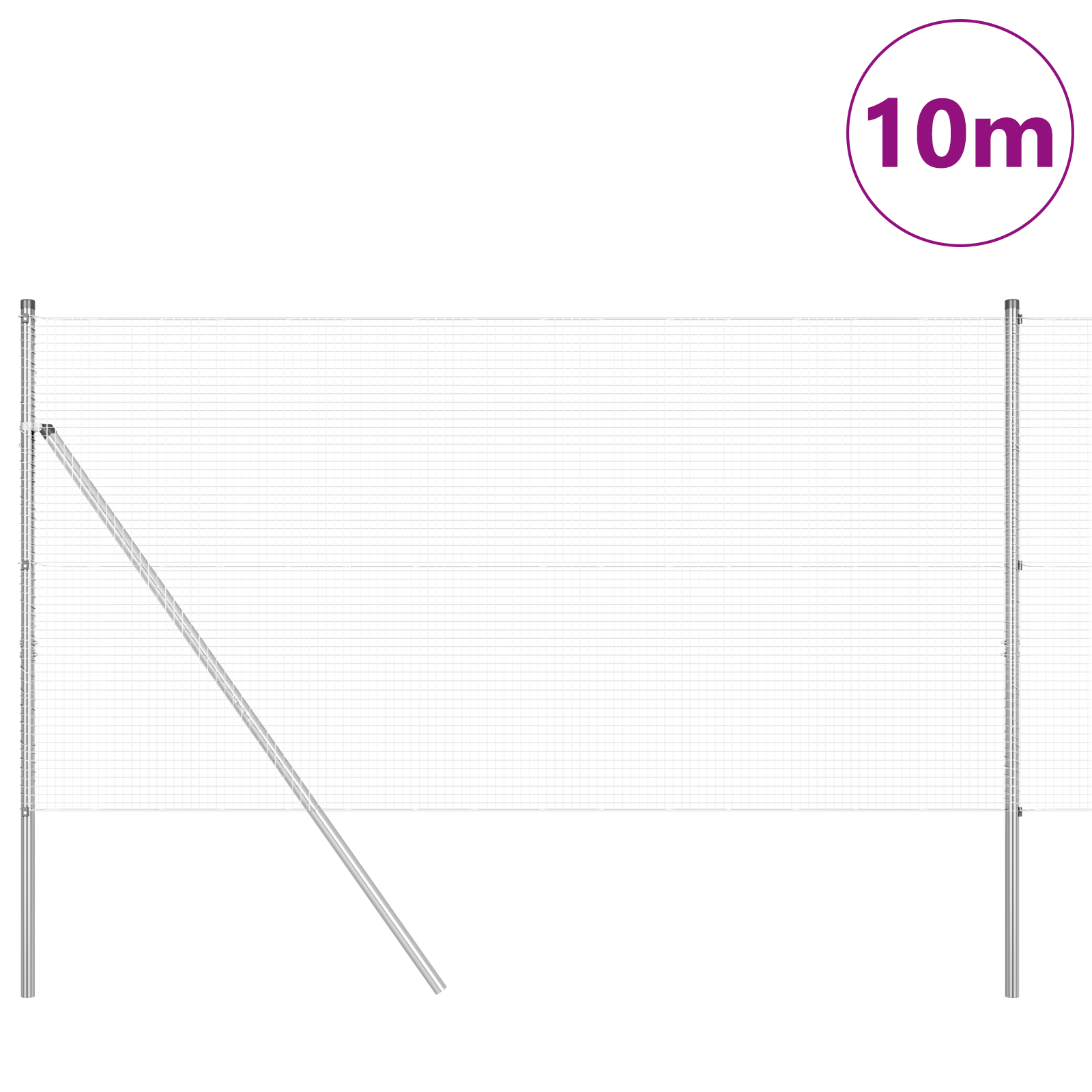 Fence Post Set Set of 2 Galvanised Steel 10 x 1 m Tough - Image 3