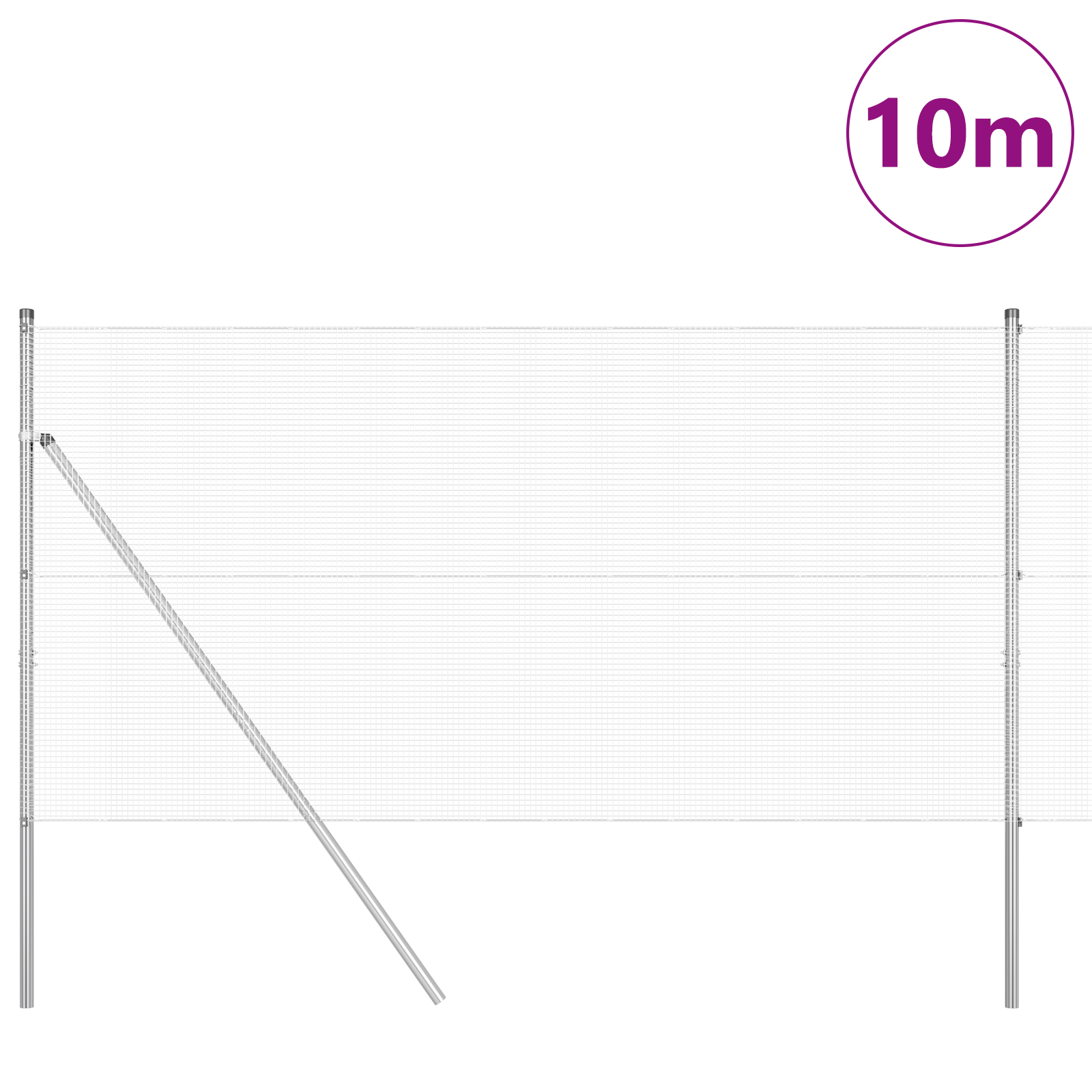 Welded Wire Fence with 7 Posts 1.2x10 m Galvanised Steel - Image 3