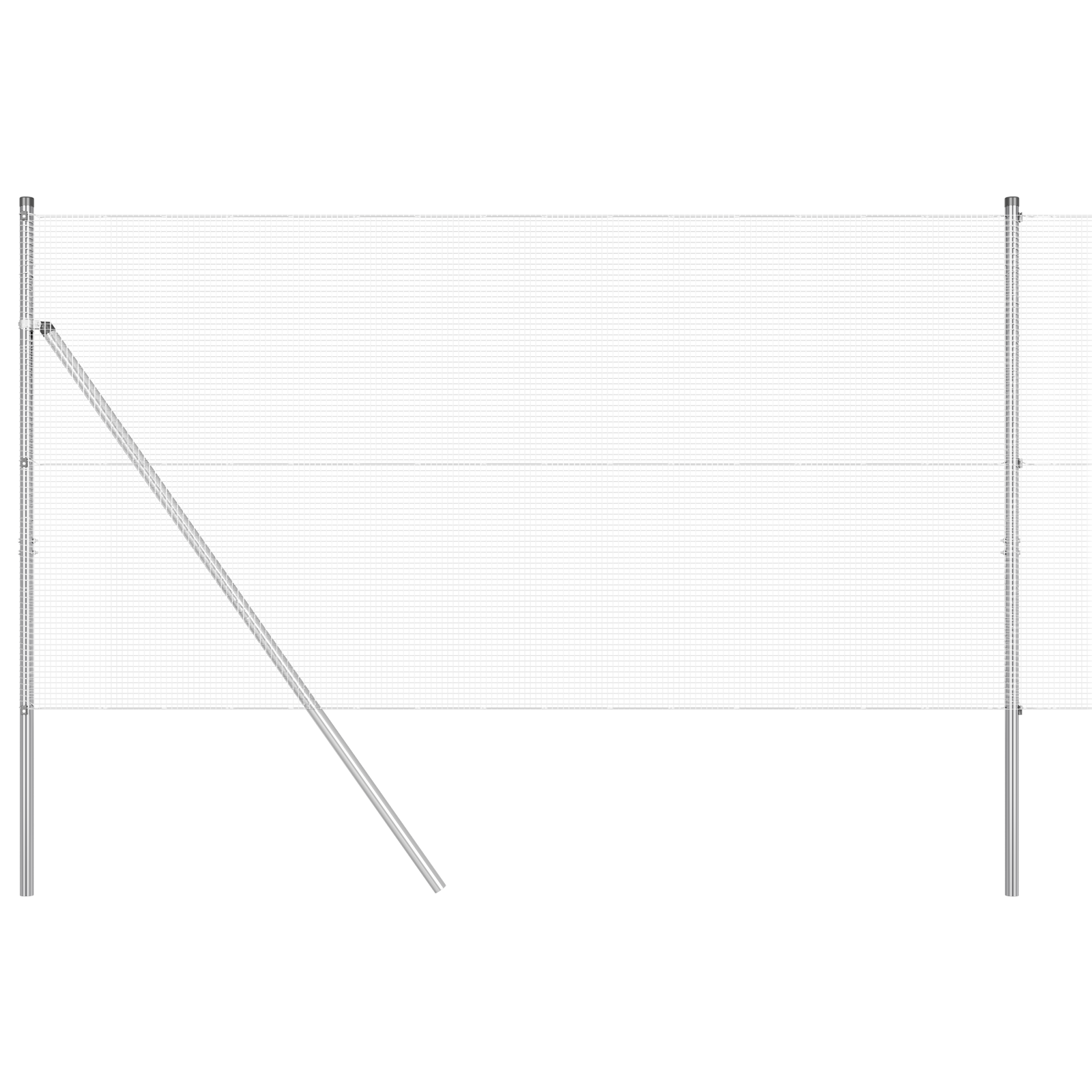 Welded Wire Fence with 7 Posts 1.2x10 m Galvanised Steel - Image 2