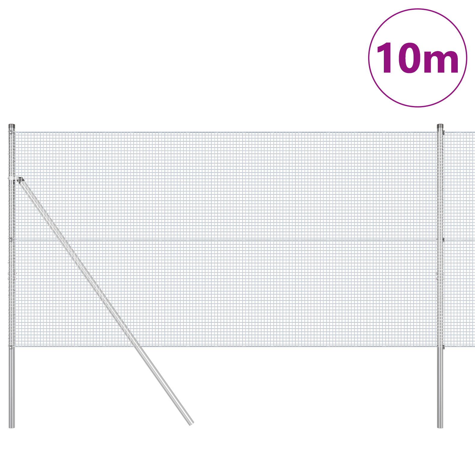 Welded Wire Fence with 7 Posts 1.2x10 m Galvanised Steel - Image 3