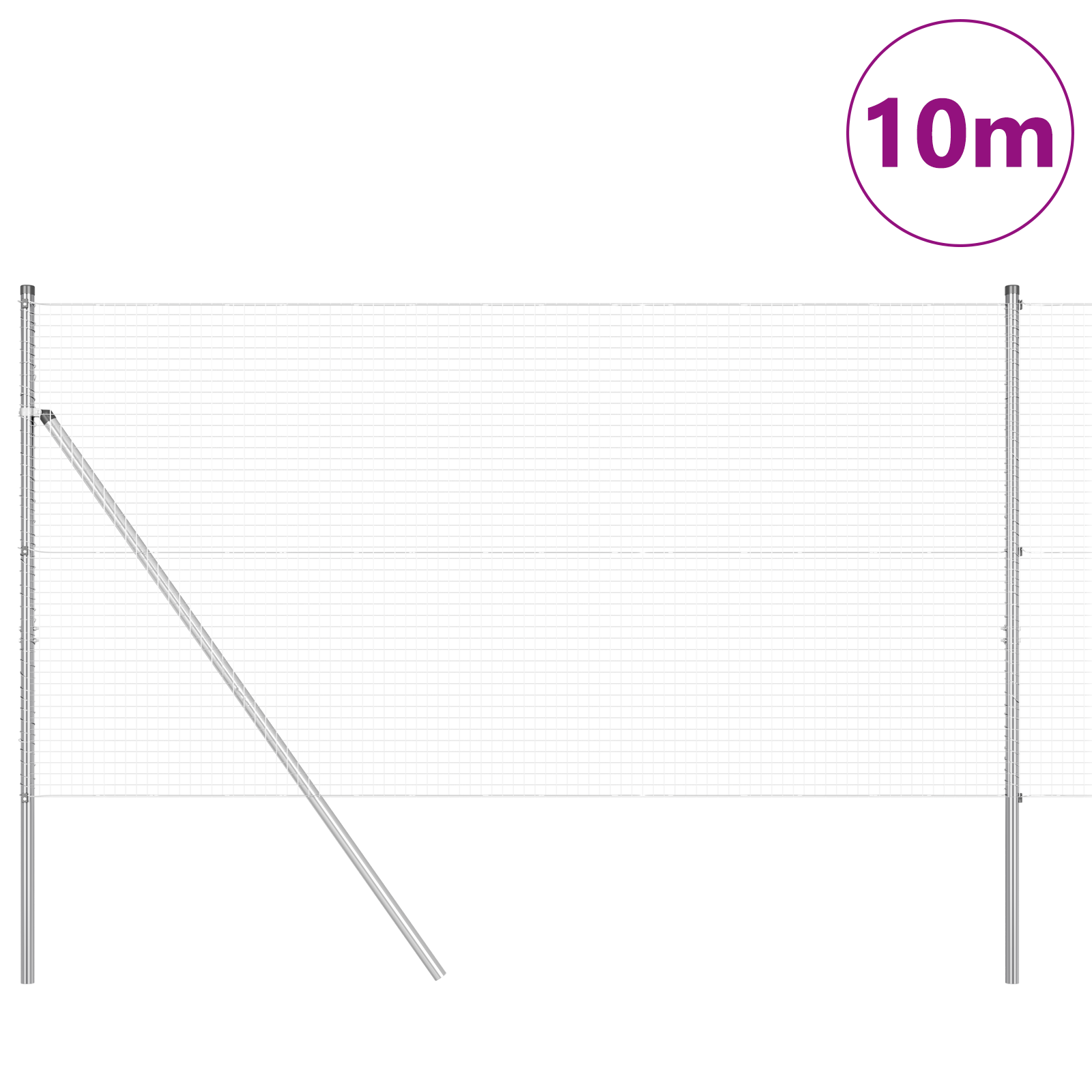 Welded Wire Fence with 7 Posts 1.2x10 m Galvanised Steel - Image 3