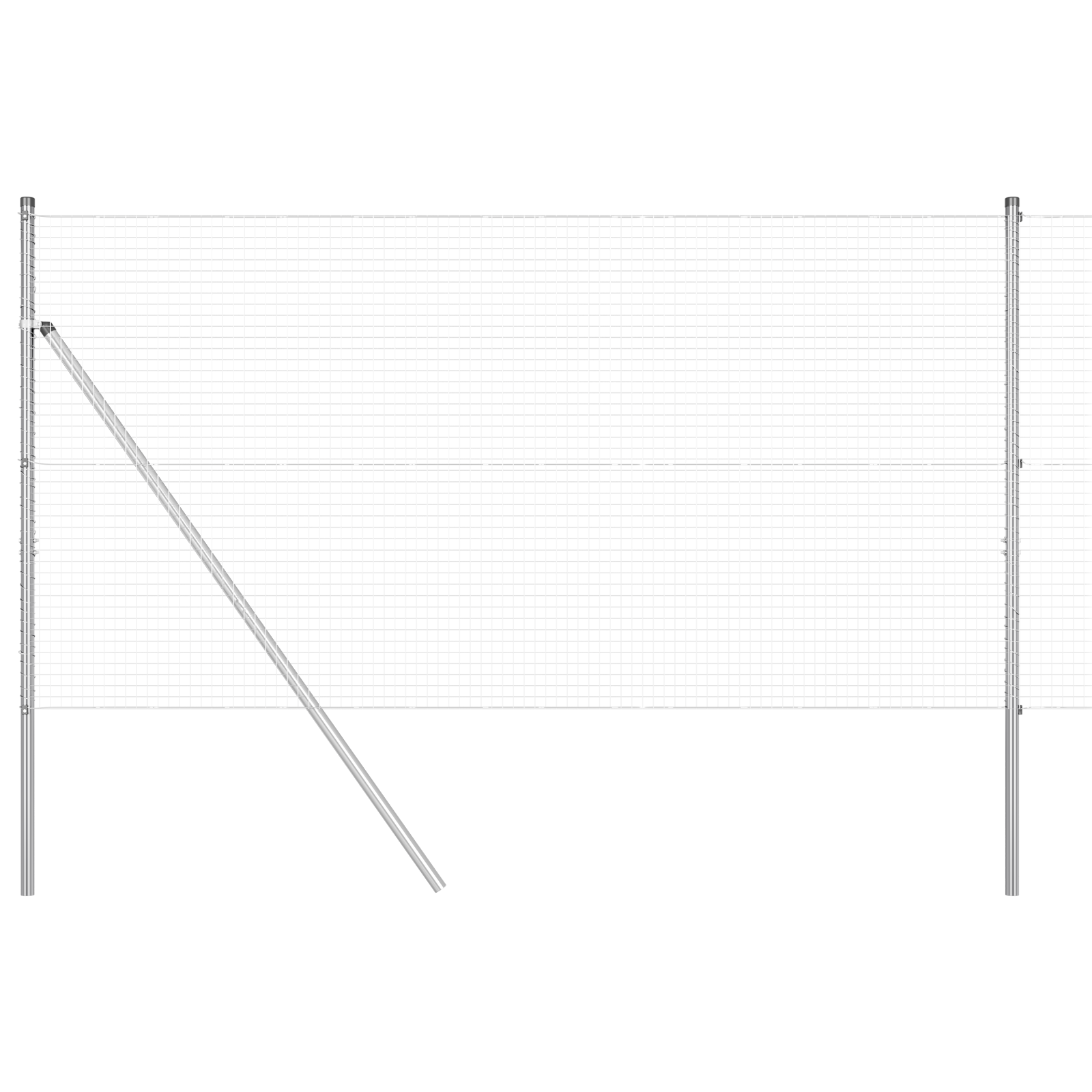 Welded Wire Fence with 7 Posts 1.2x10 m Galvanised Steel - Image 2