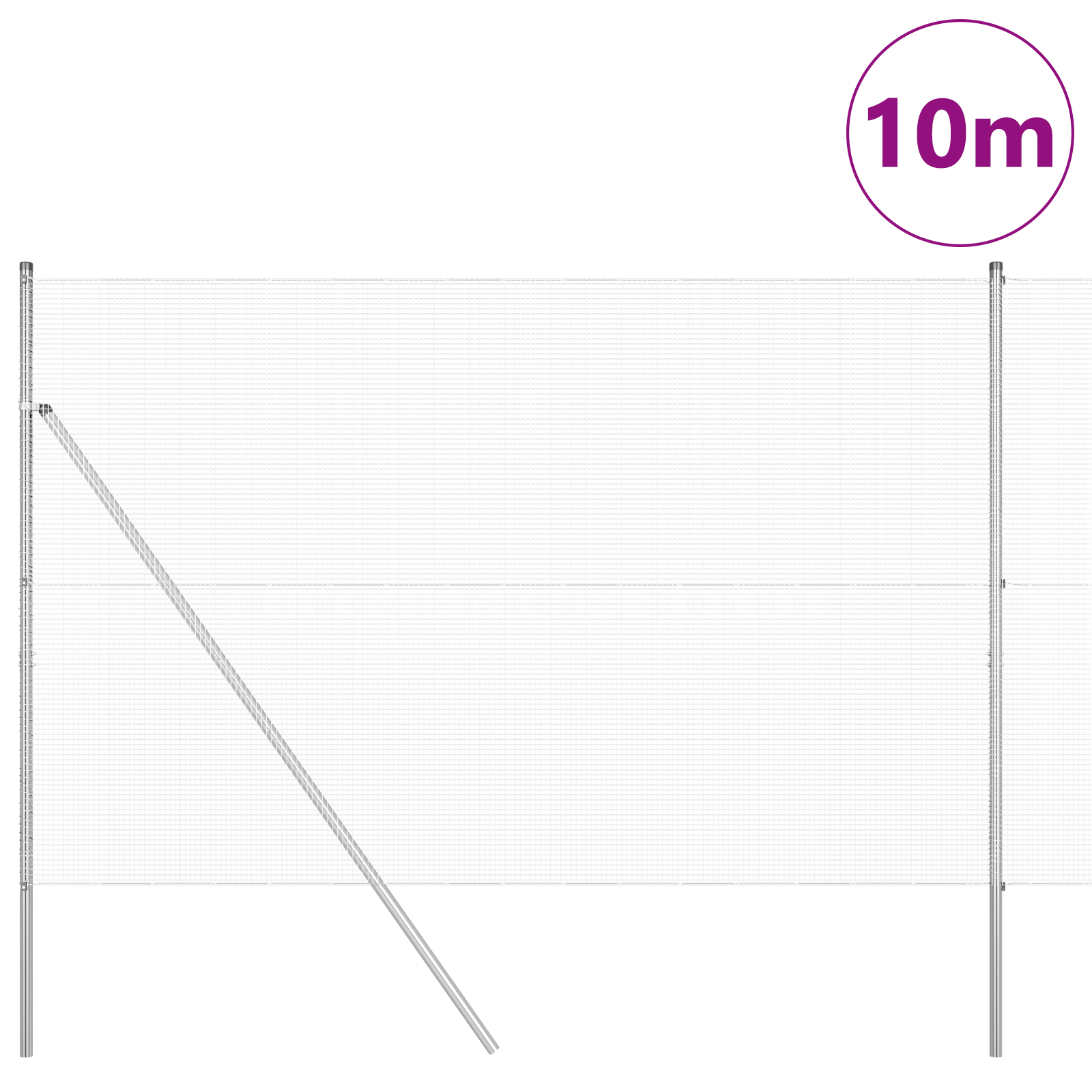 Welded Wire Fence with 7 Posts 1.6x10 m Galvanised Steel - Image 3