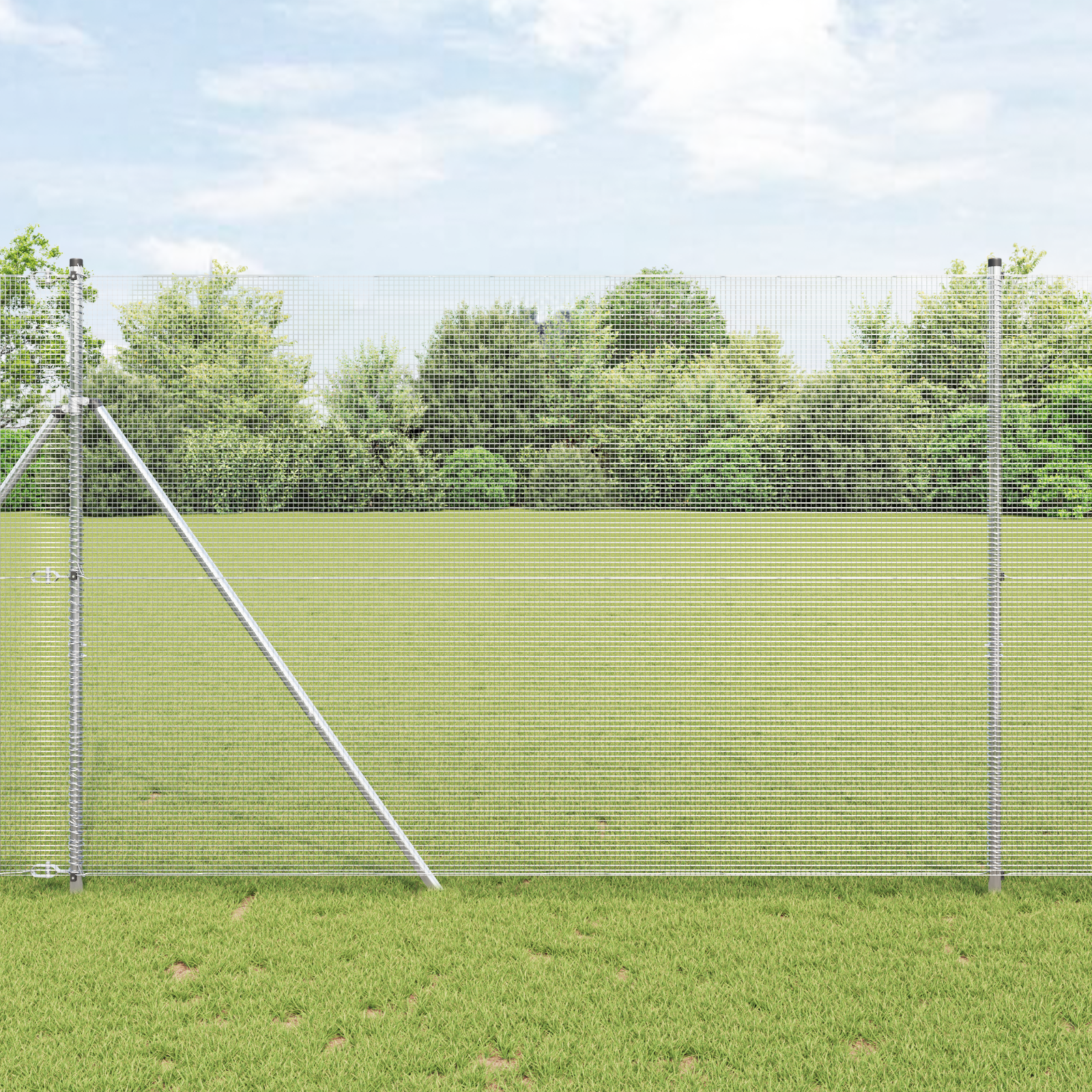 Welded Wire Fence with 7 Posts 1.6x10 m Galvanised Steel
