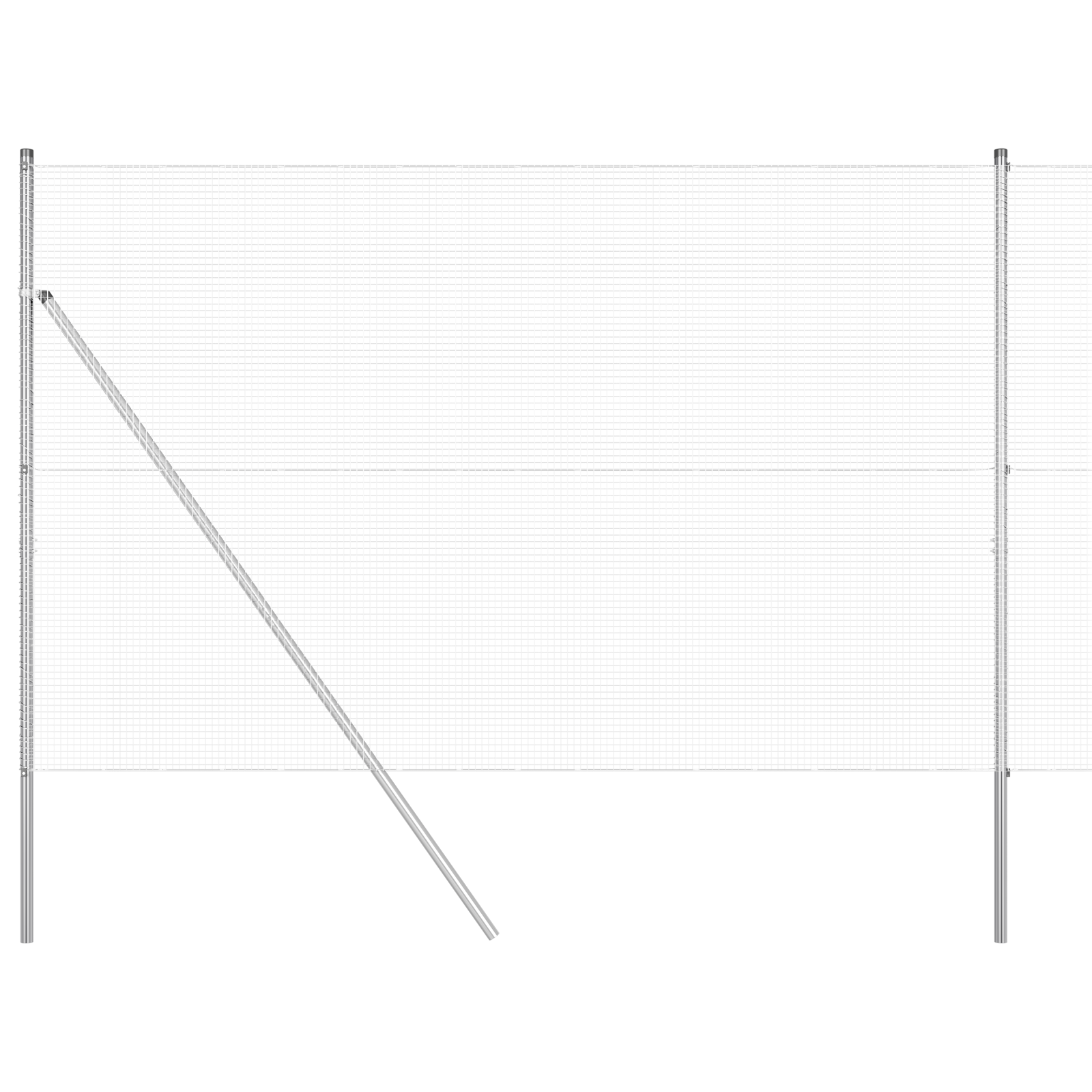 Welded Wire Fence with 7 Posts 1.6x10 m Galvanised Steel - Image 2