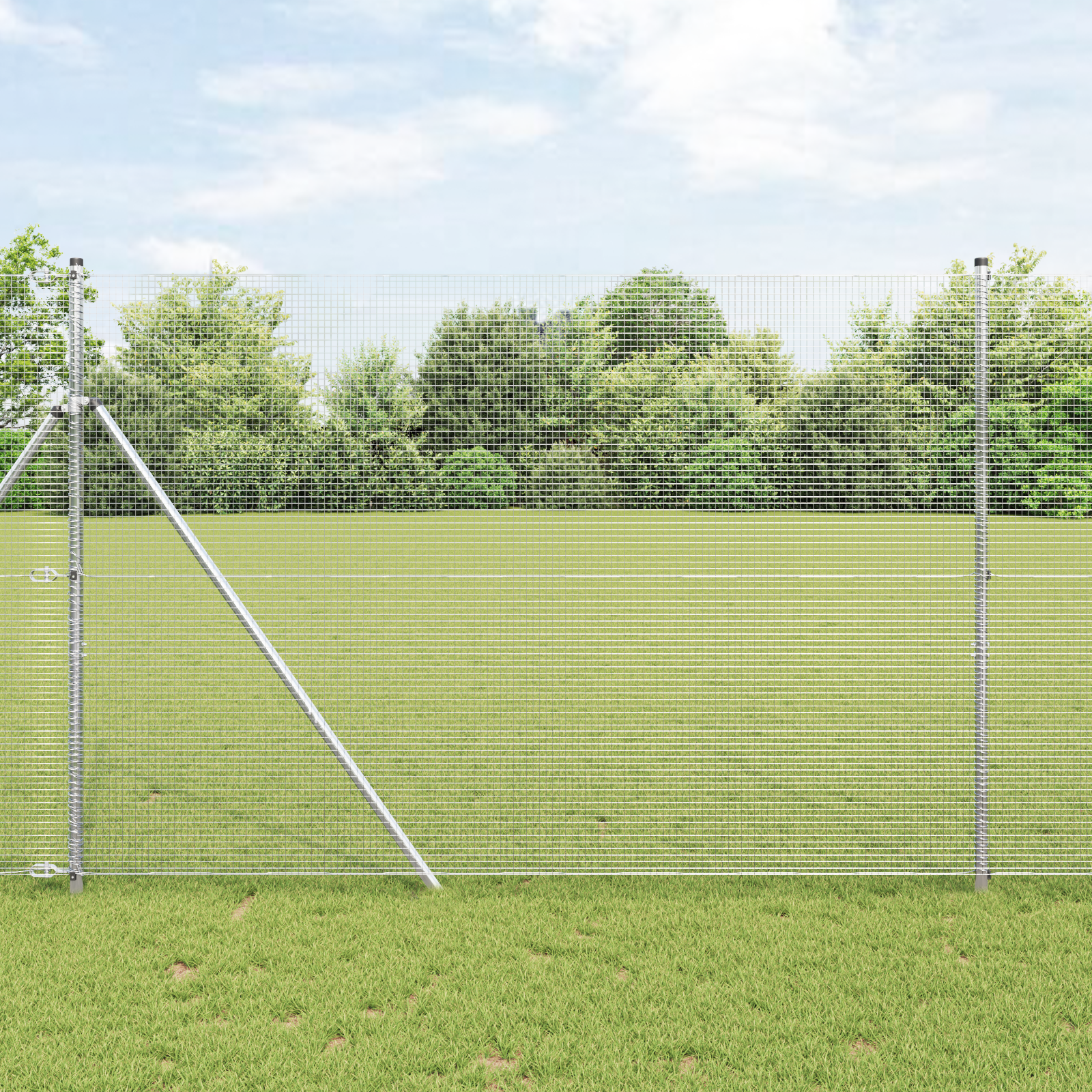 Welded Wire Fence with 7 Posts 1.6x10 m Galvanised Steel