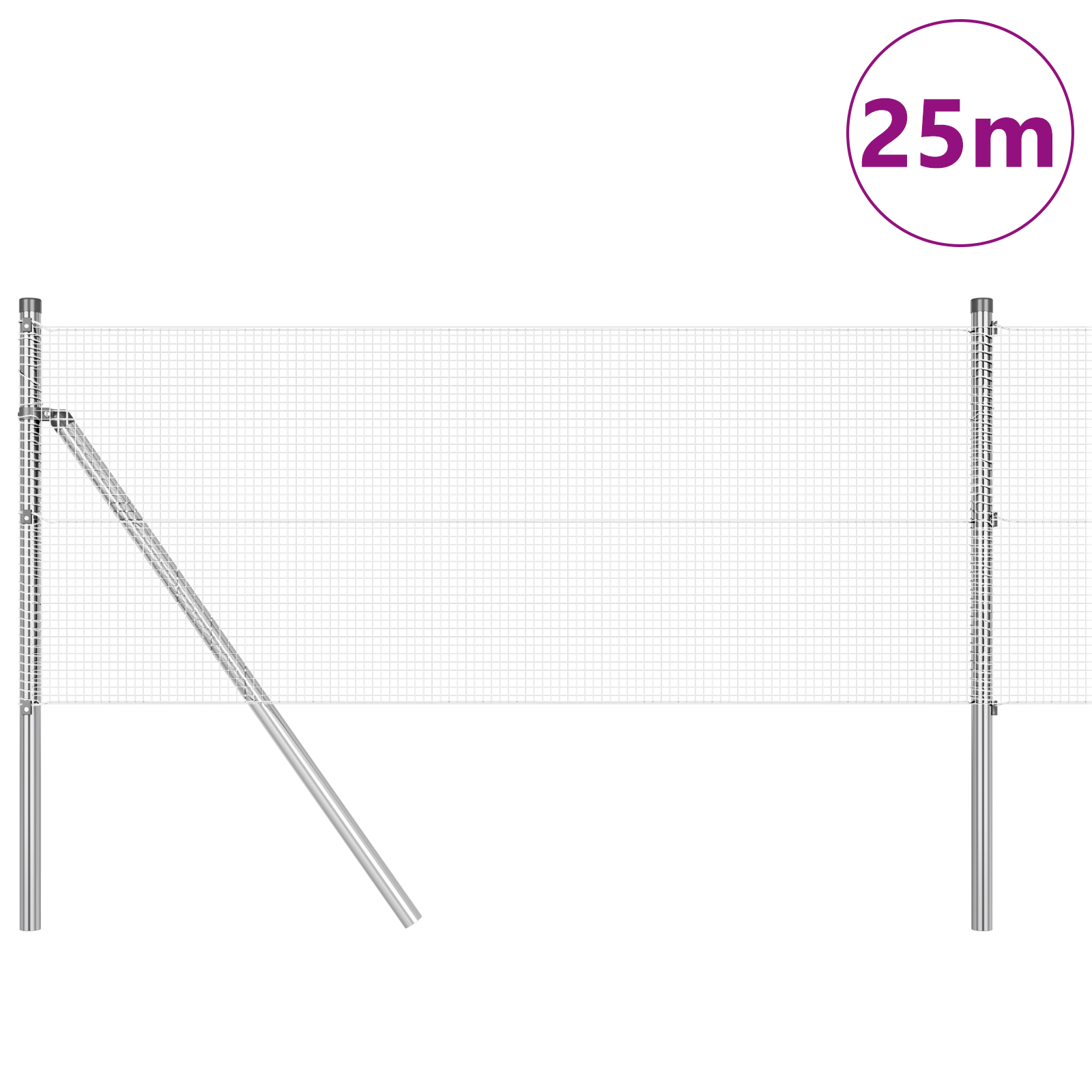 Welded Wire Fence with 13 Posts 0.6x25 m Galvanised Steel - Image 3