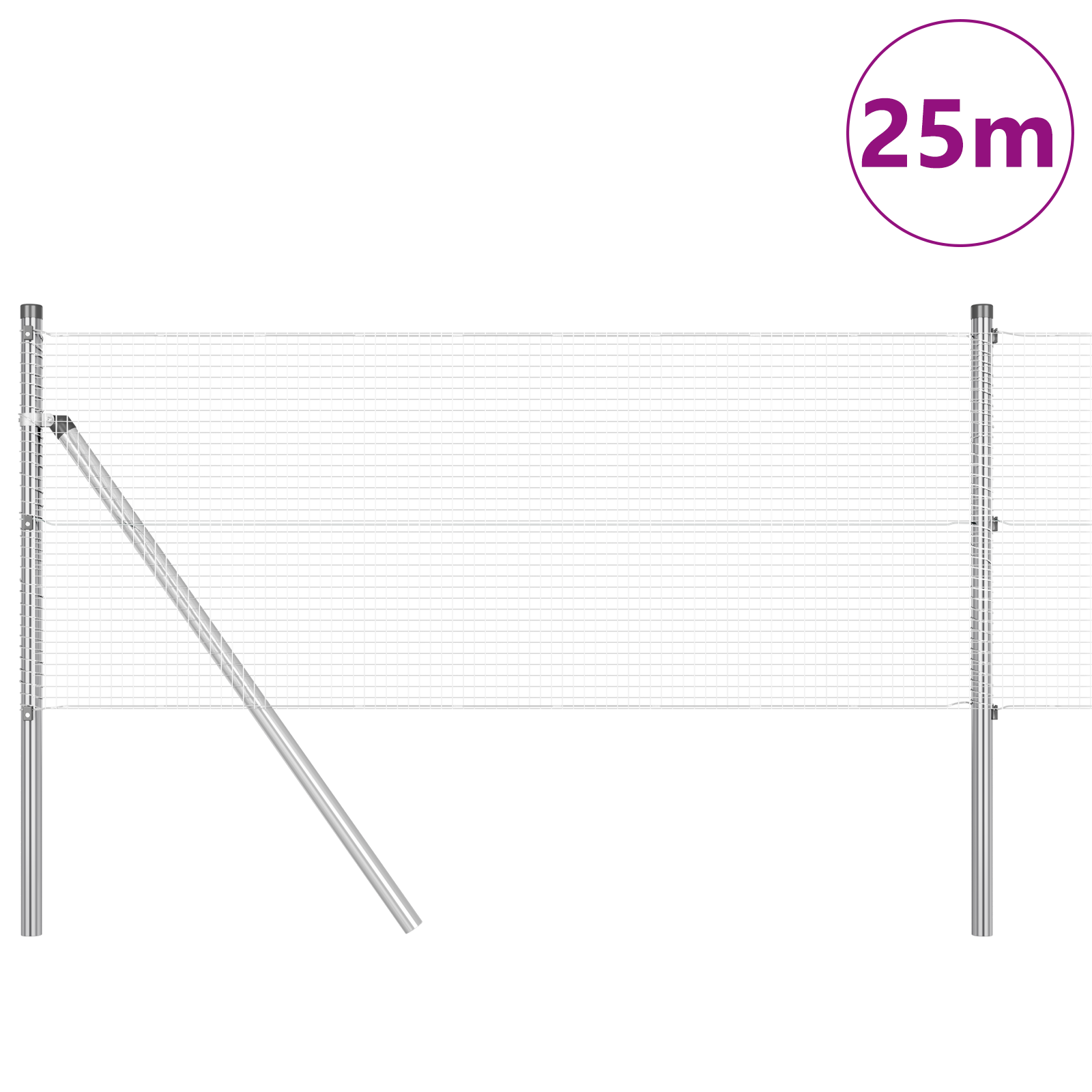 Welded Wire Fence with 13 Posts 0.6x25 m Galvanised Steel - Image 3