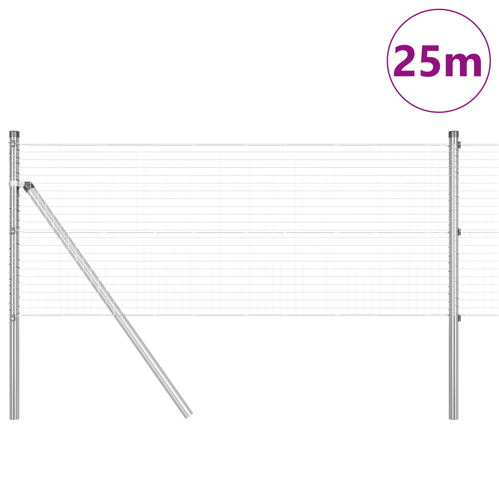 Welded Wire Fence with 13 Posts 0.8x25 m Galvanised Steel - Image 3