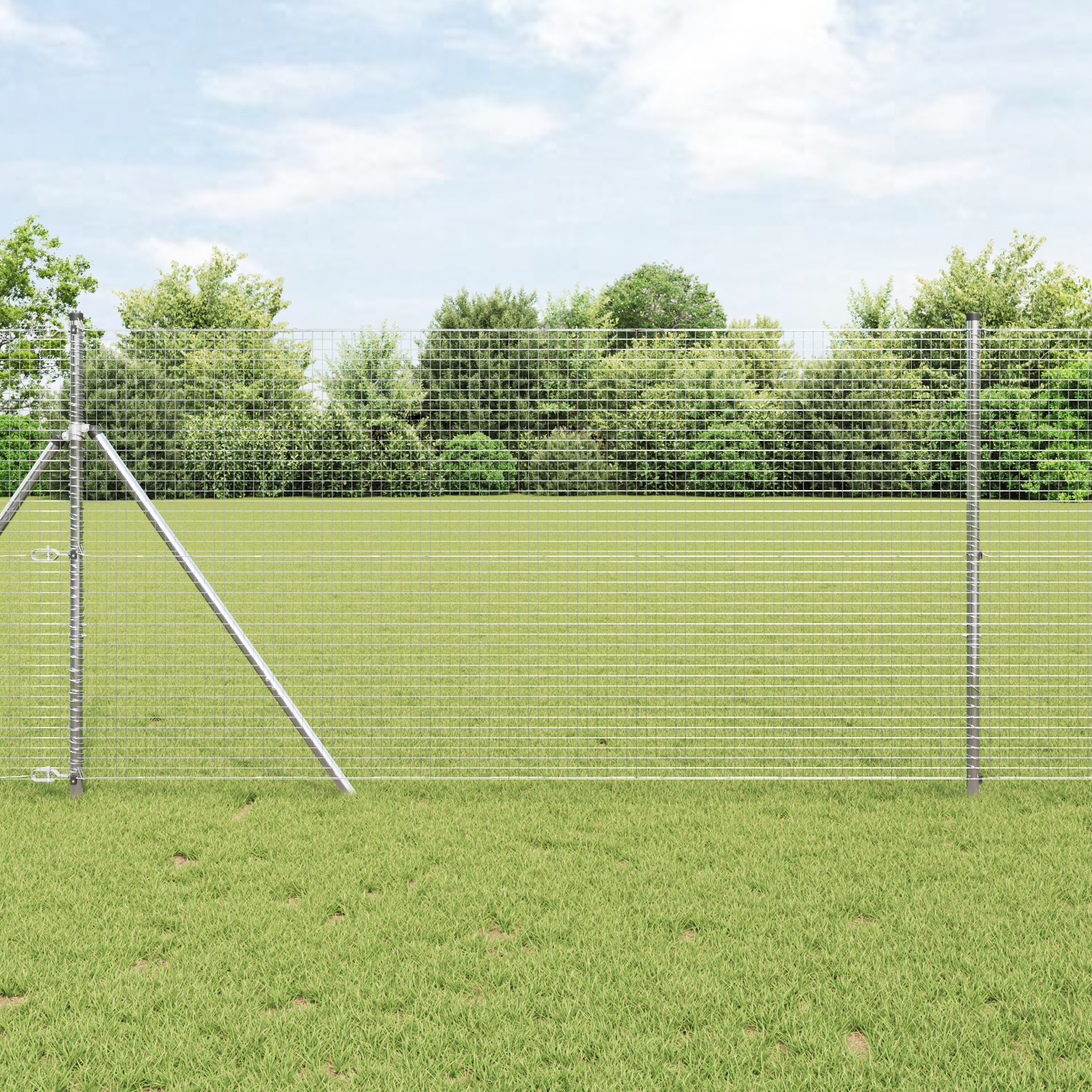 25 m Fence Post Set Set of 2 Galvanised steel 25 m long, 1 m high