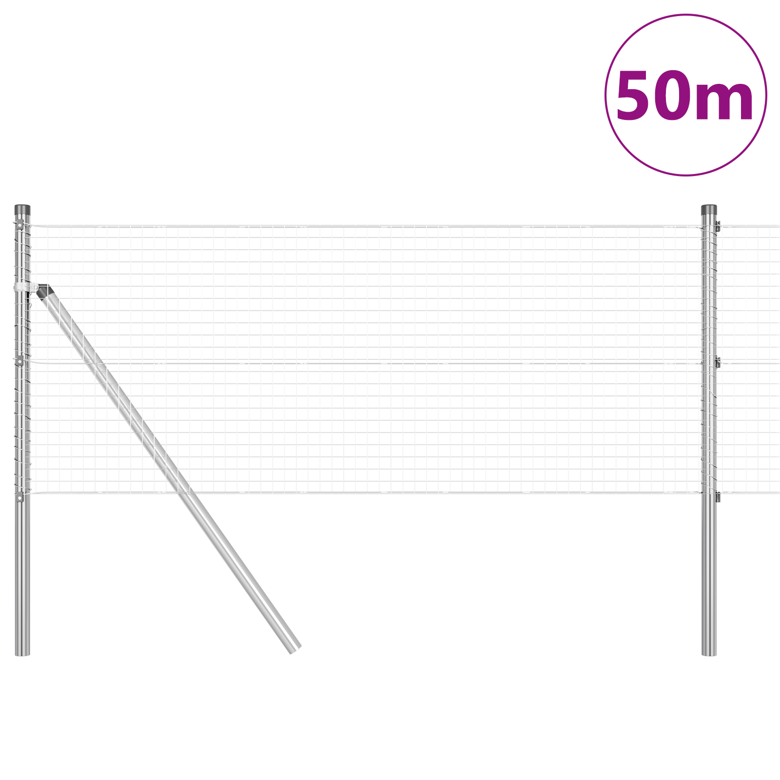 Welded Wire Fence with 13 Posts 0.4x50 m Galvanised Steel - Image 3