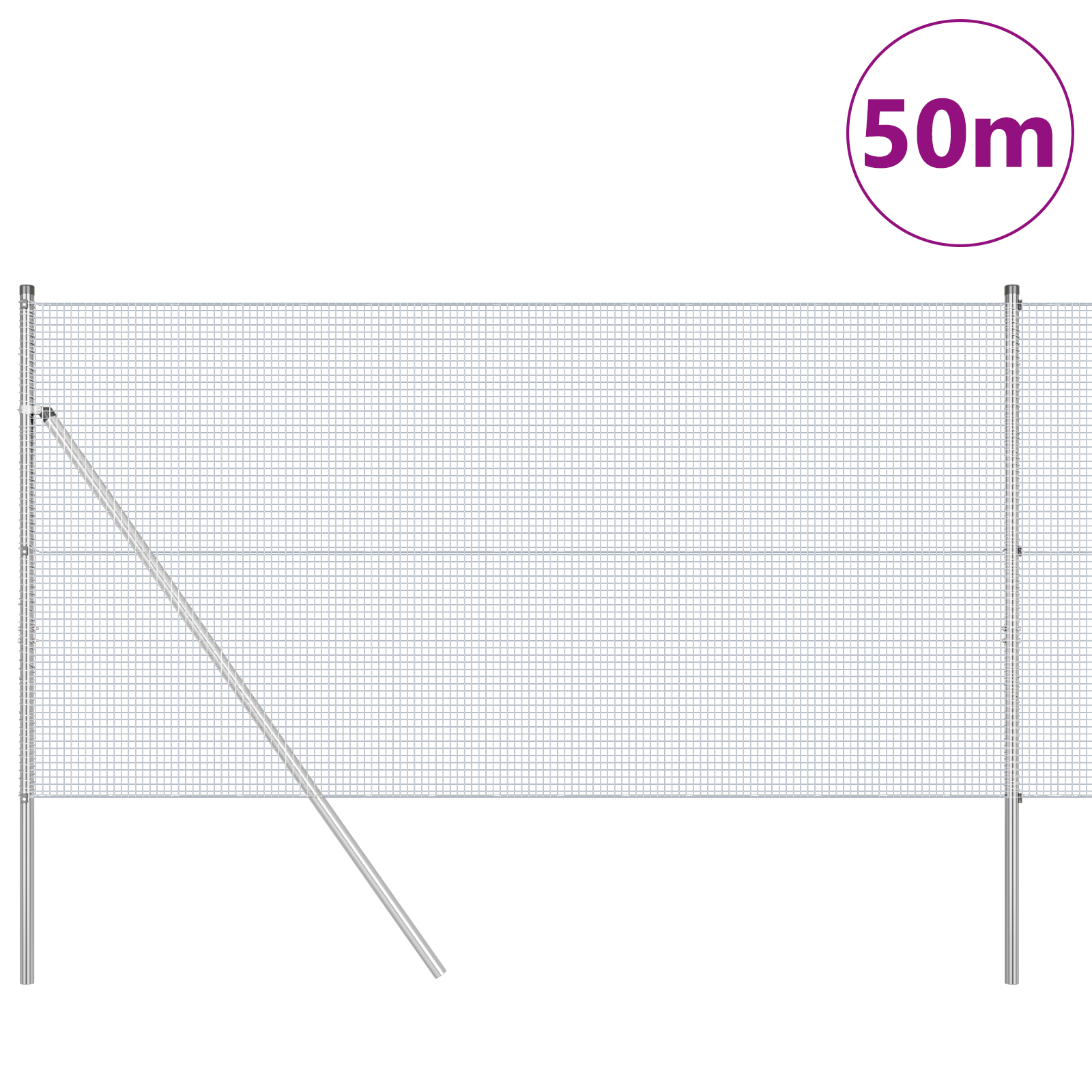 Welded Wire Fence with 13 Posts 1x50 m Galvanised Steel - Image 3