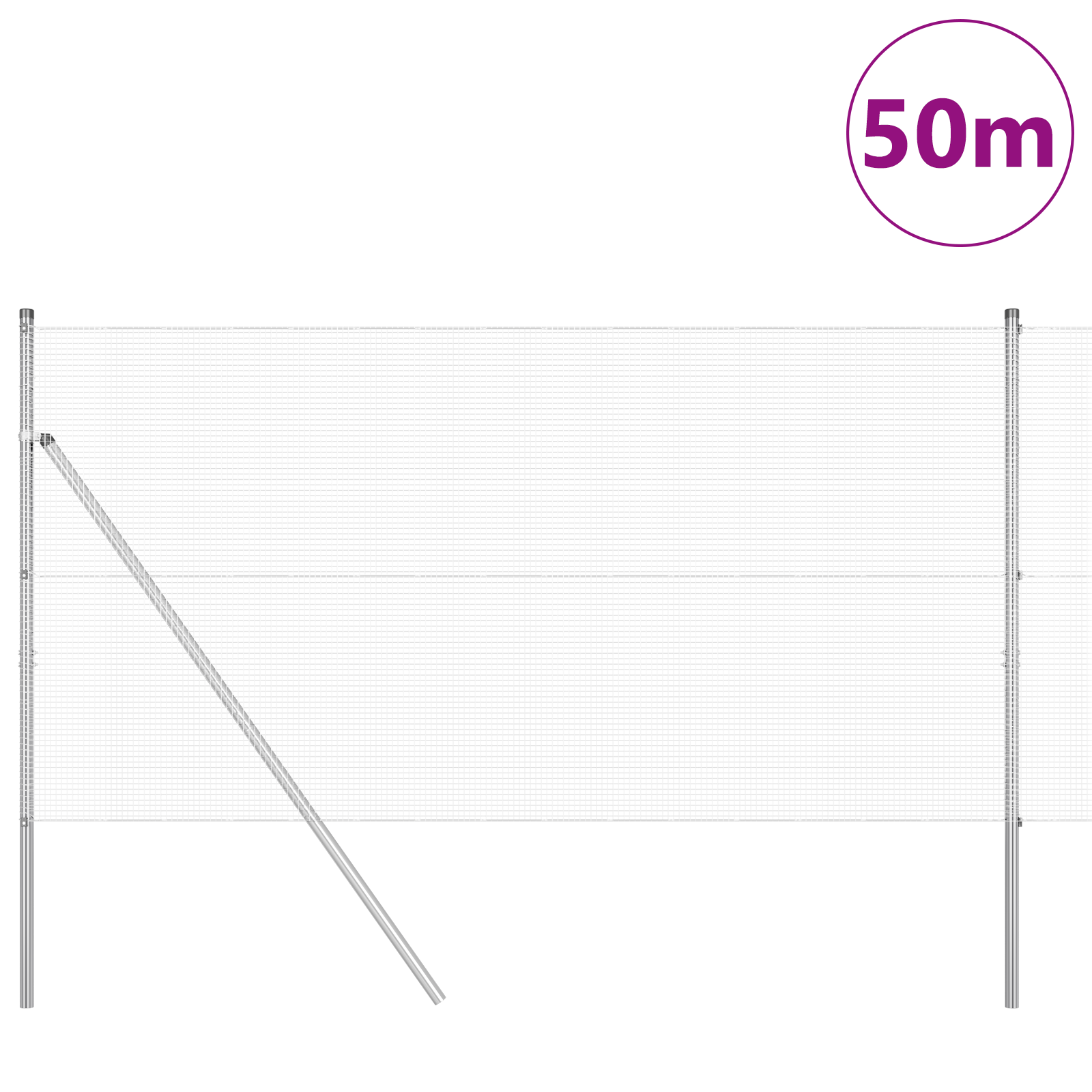 Welded Wire Fence with 13 Posts 1.2x50 m Galvanised Steel - Image 3
