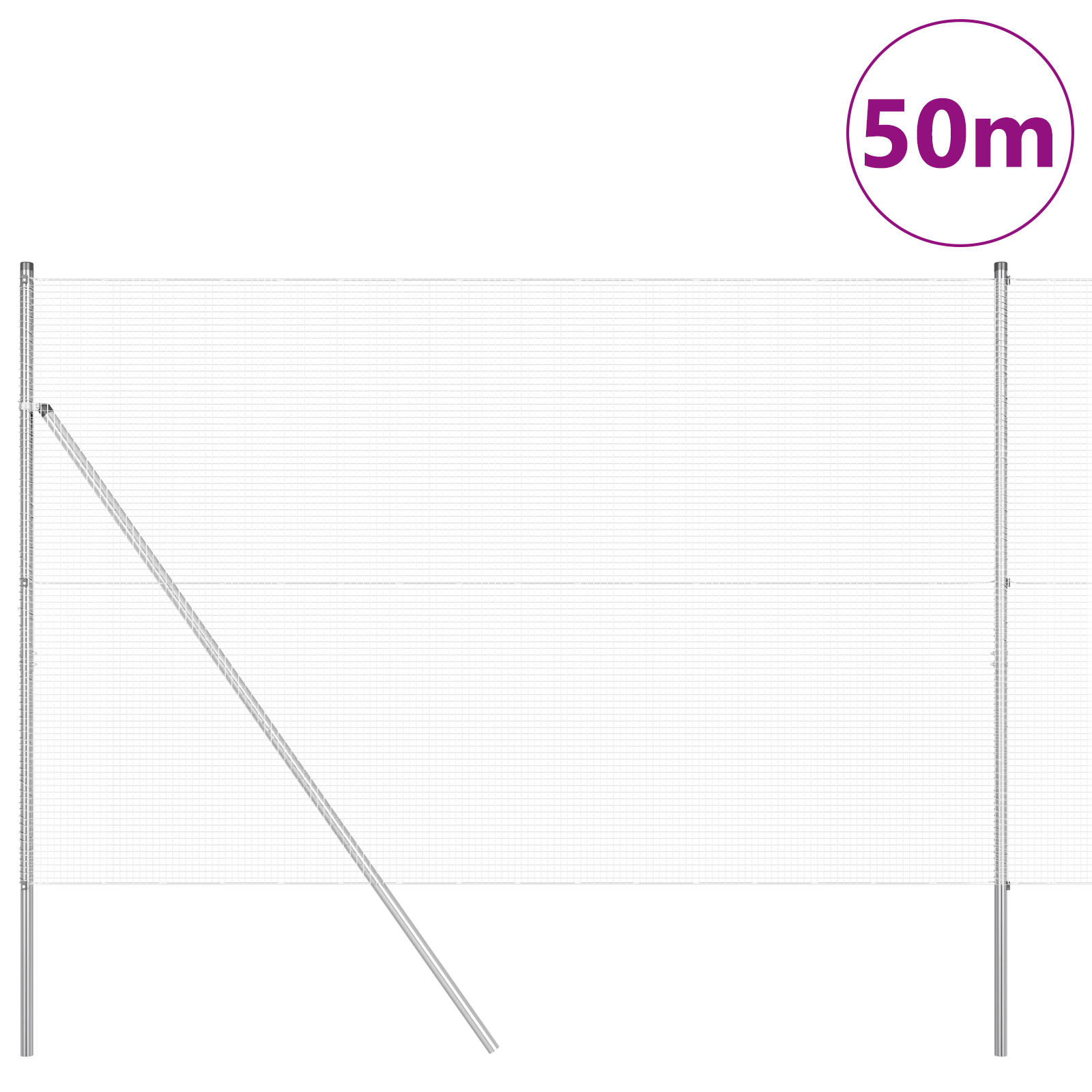 Welded Wire Fence with 13 Posts 1.5x50 m Galvanised Steel - Image 3