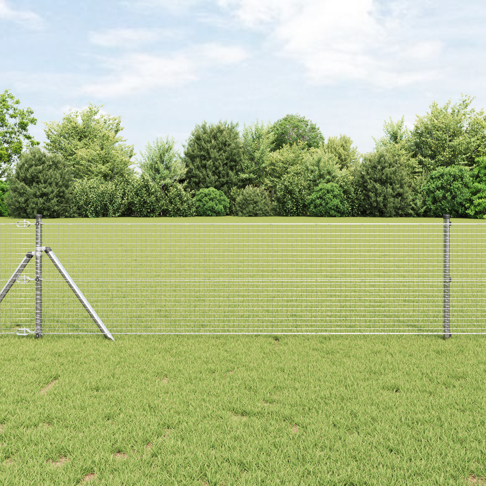 Welded Wire Fence with 13 Posts 0.6x100 m Galvanised Steel