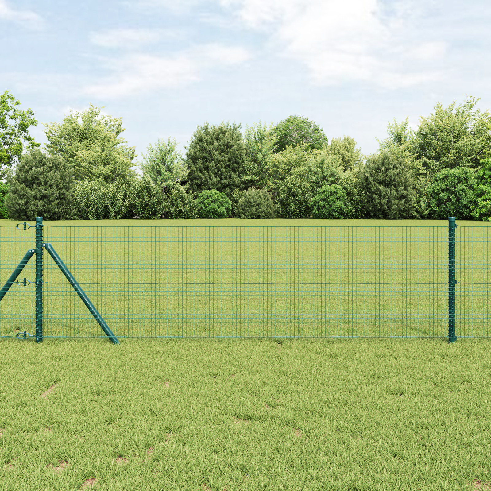 Welded Wire Fence with 7 Posts Green 0.4x10 m Steel