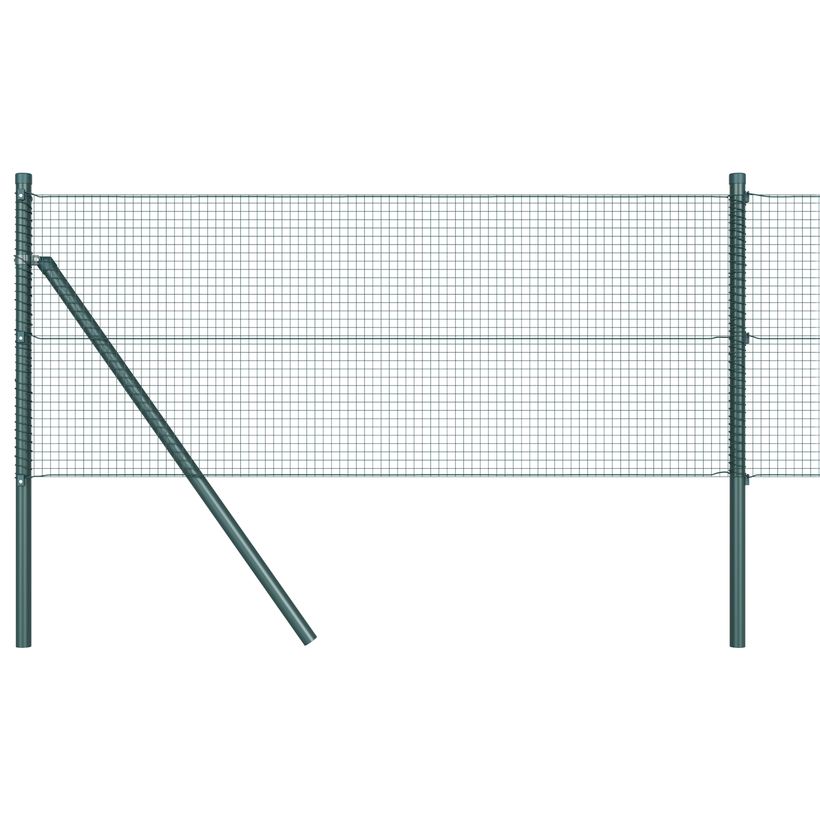Welded Wire Fence with 7 Posts Green 0.6x10 m Steel - Image 2