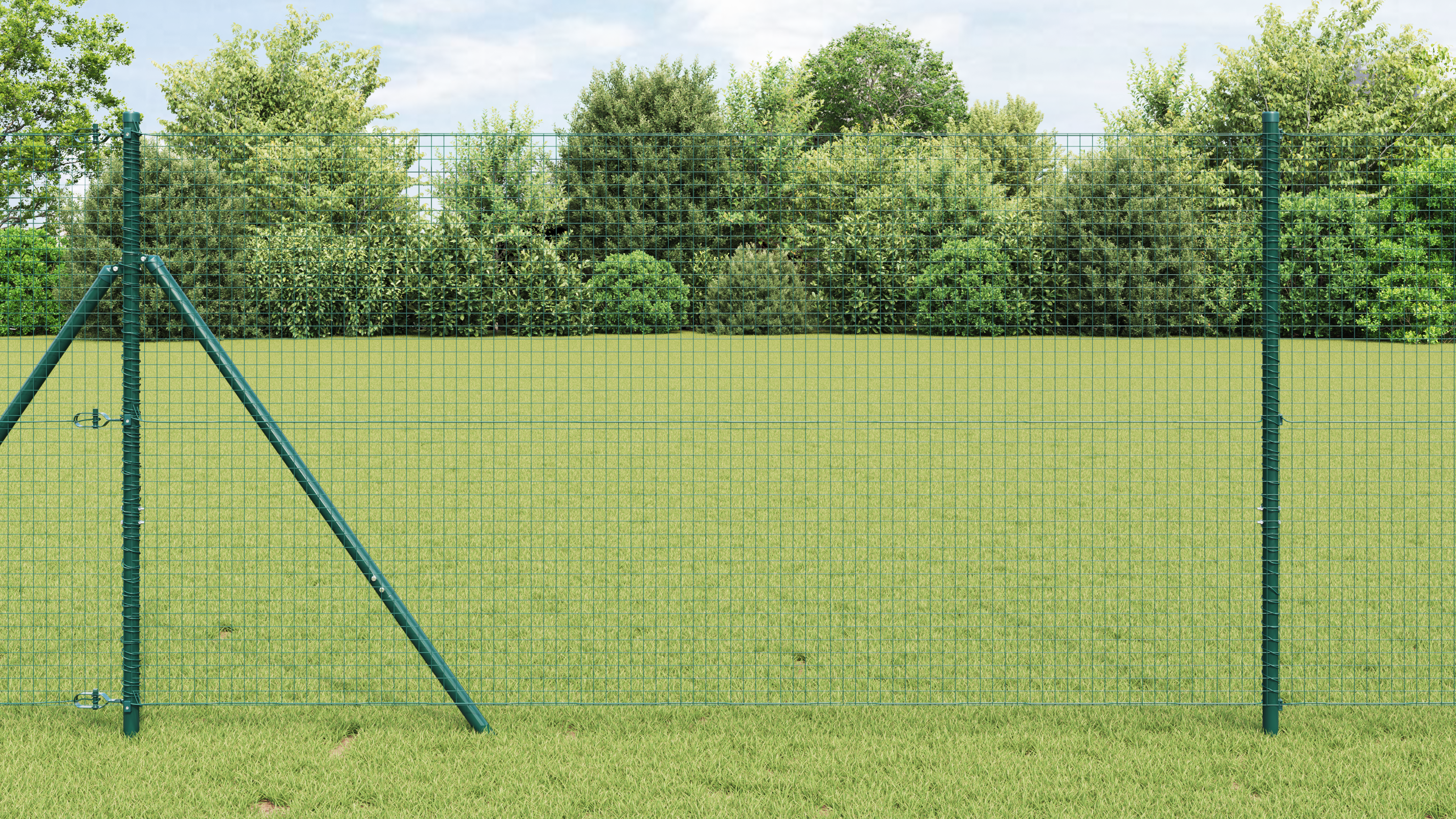Fence Post Set Set of 2 Green Metal mesh 10 x 1 m Durable