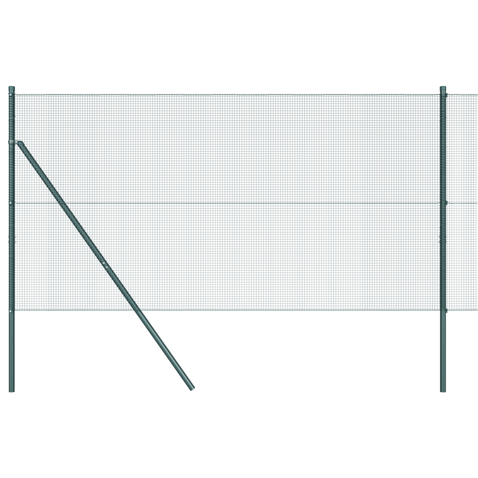 Welded Wire Fence with 7 Posts Green 1.2x10 m Steel - Image 2