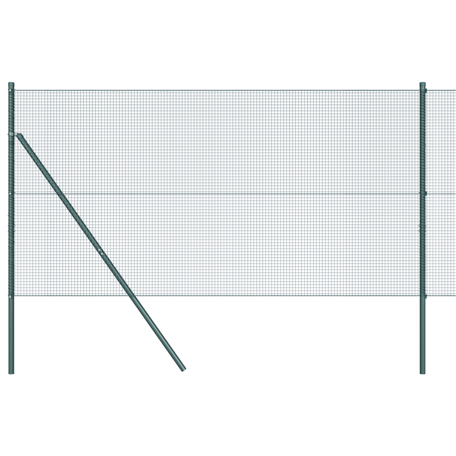 Welded Wire Fence with 7 Posts Green 1.2x10 m Steel - Image 2