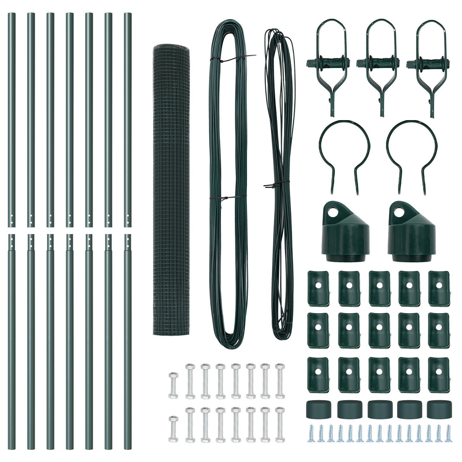 Welded Wire Fence with 7 Posts Green 1.2x10 m Steel - Image 5