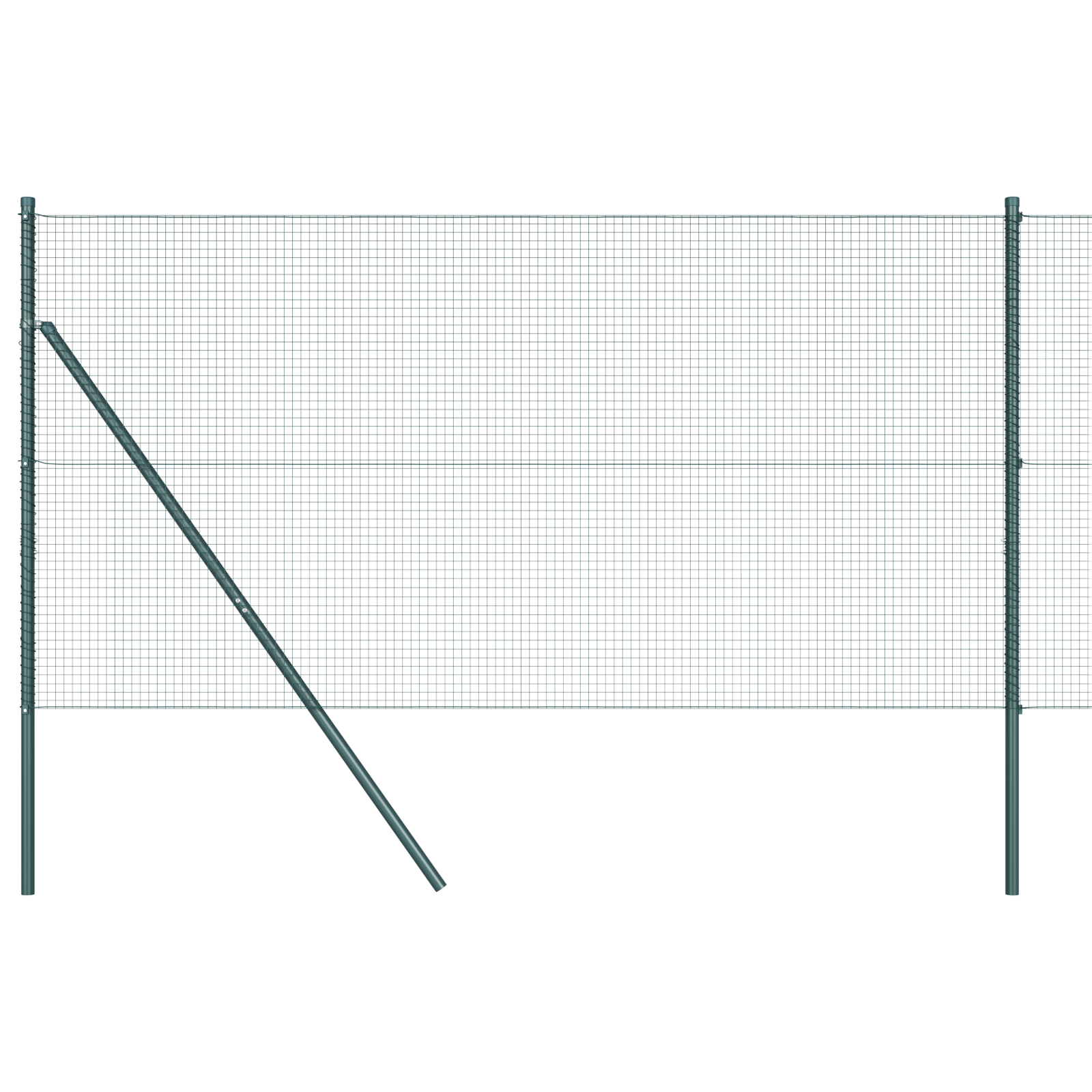 Welded Wire Fence with 7 Posts Green 1.2x10 m Steel - Image 2