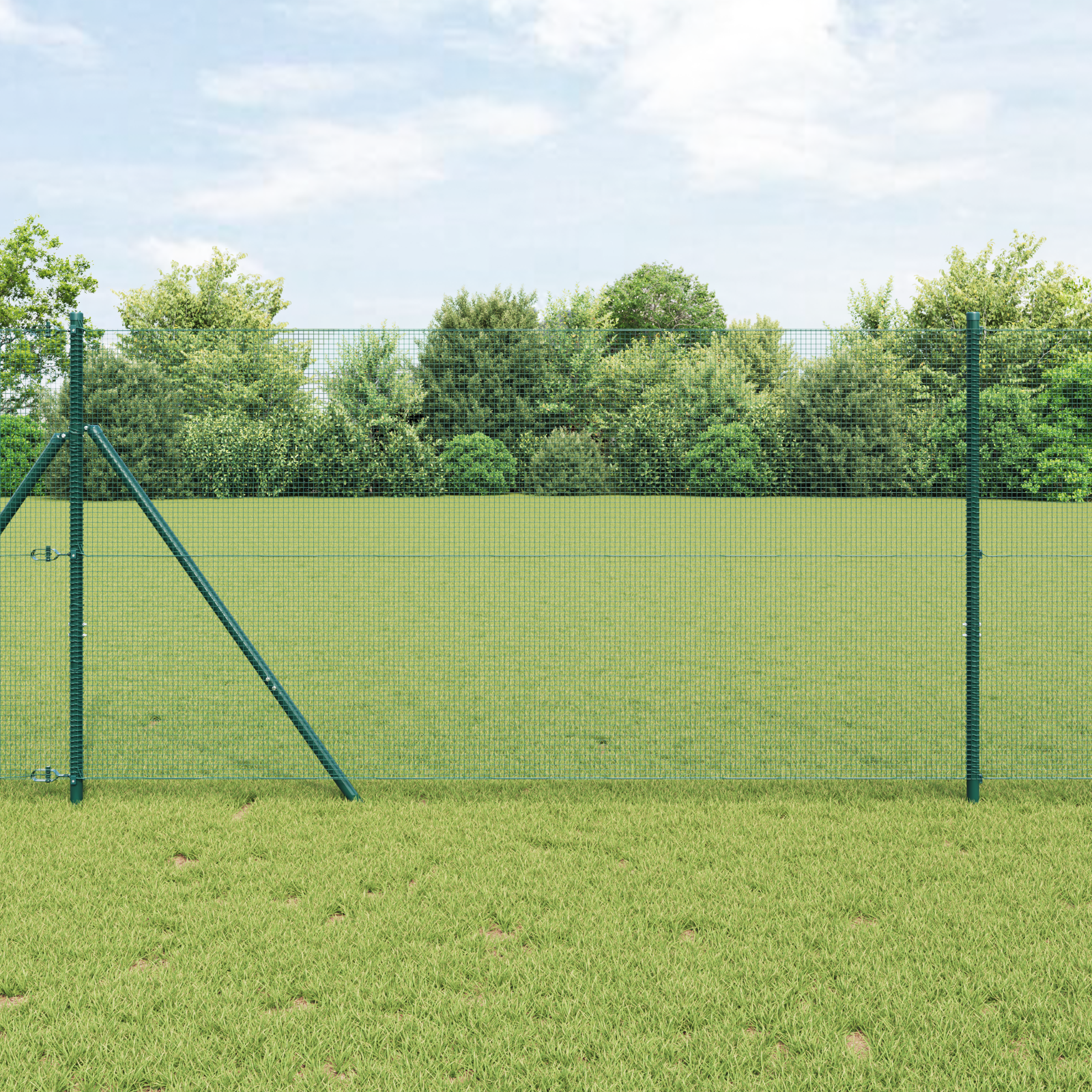 Welded Wire Fence with 7 Posts Green 1.4x10 m Steel