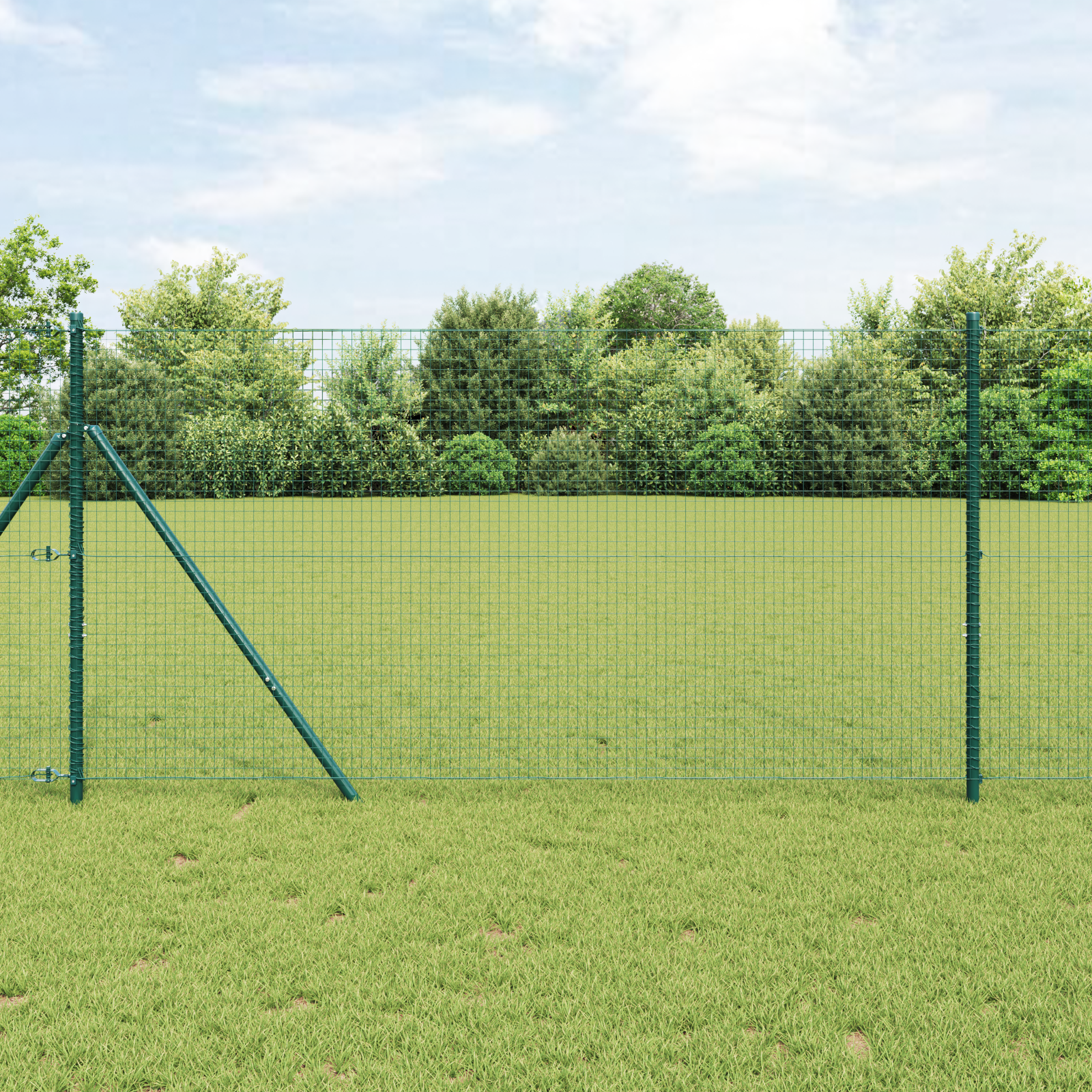 Welded Wire Fence with 7 Posts Green 1.4x10 m Steel