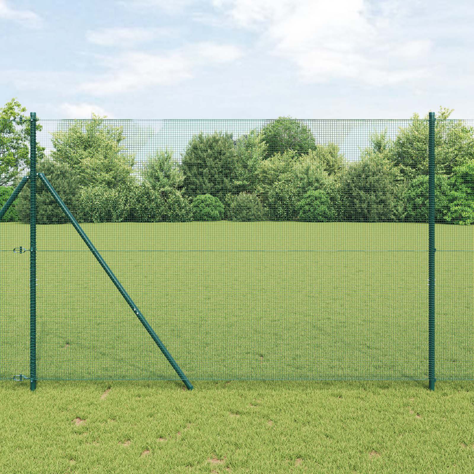 Welded Wire Fence with 7 Posts Green 1.5x10 m Steel