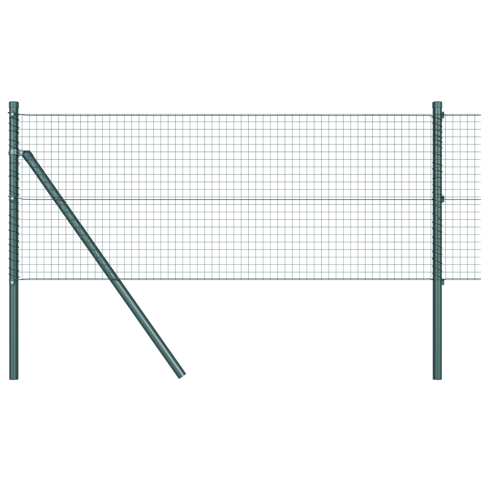 Welded Wire Fence with 13 Posts Green 0.8x25 m Steel - Image 2