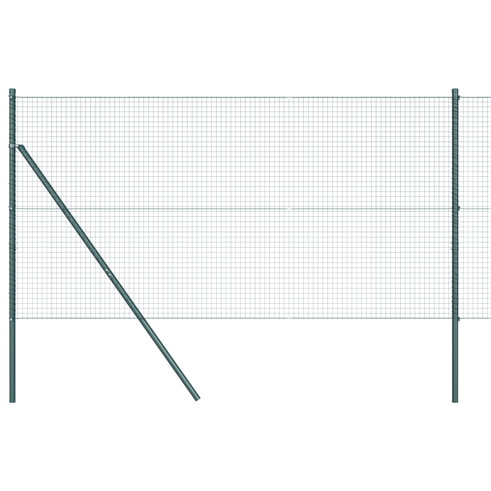 Welded Wire Fence with 13 Posts Green 1.4x25 m Steel - Image 2