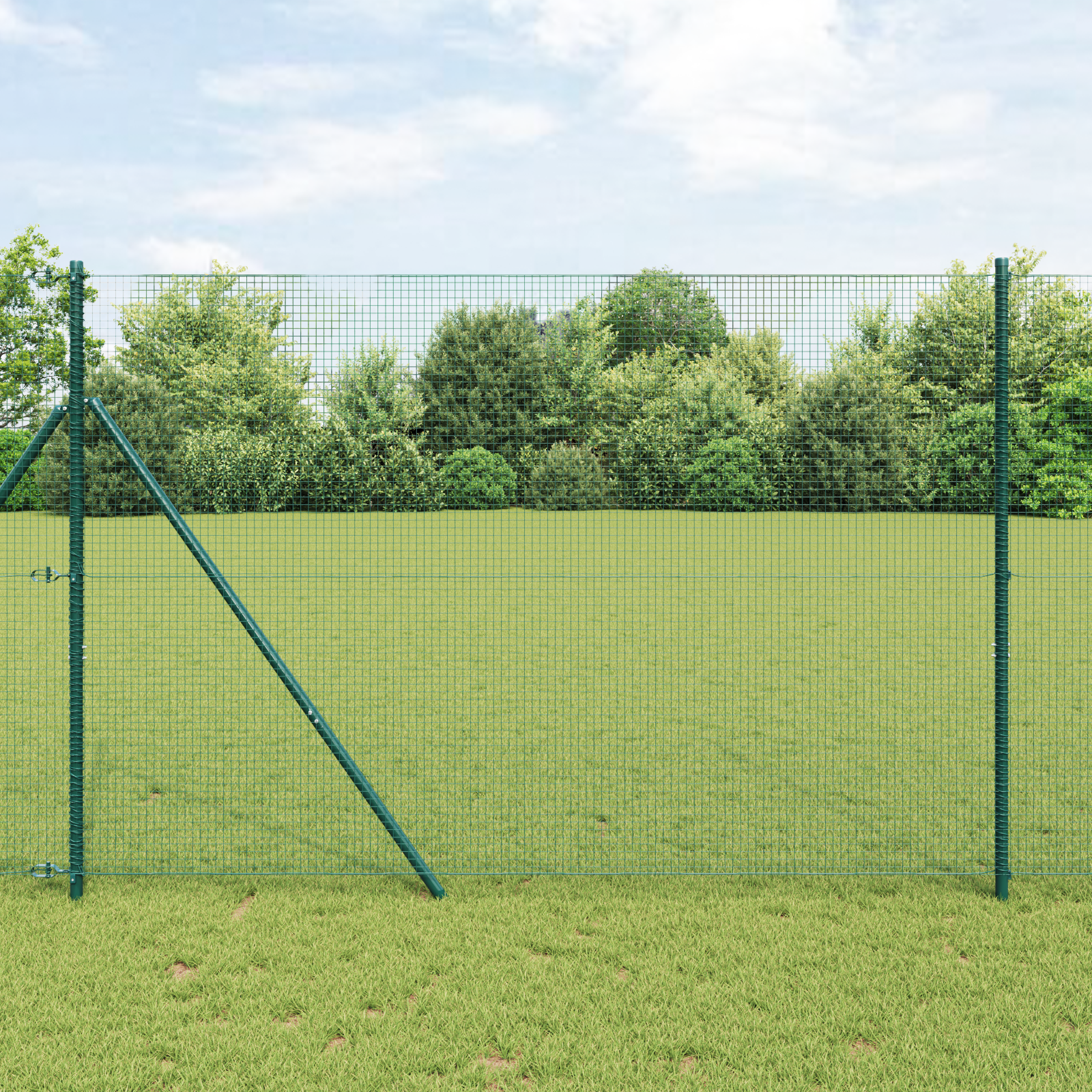 Welded Wire Fence with 13 Posts Green 1.5x25 m Steel