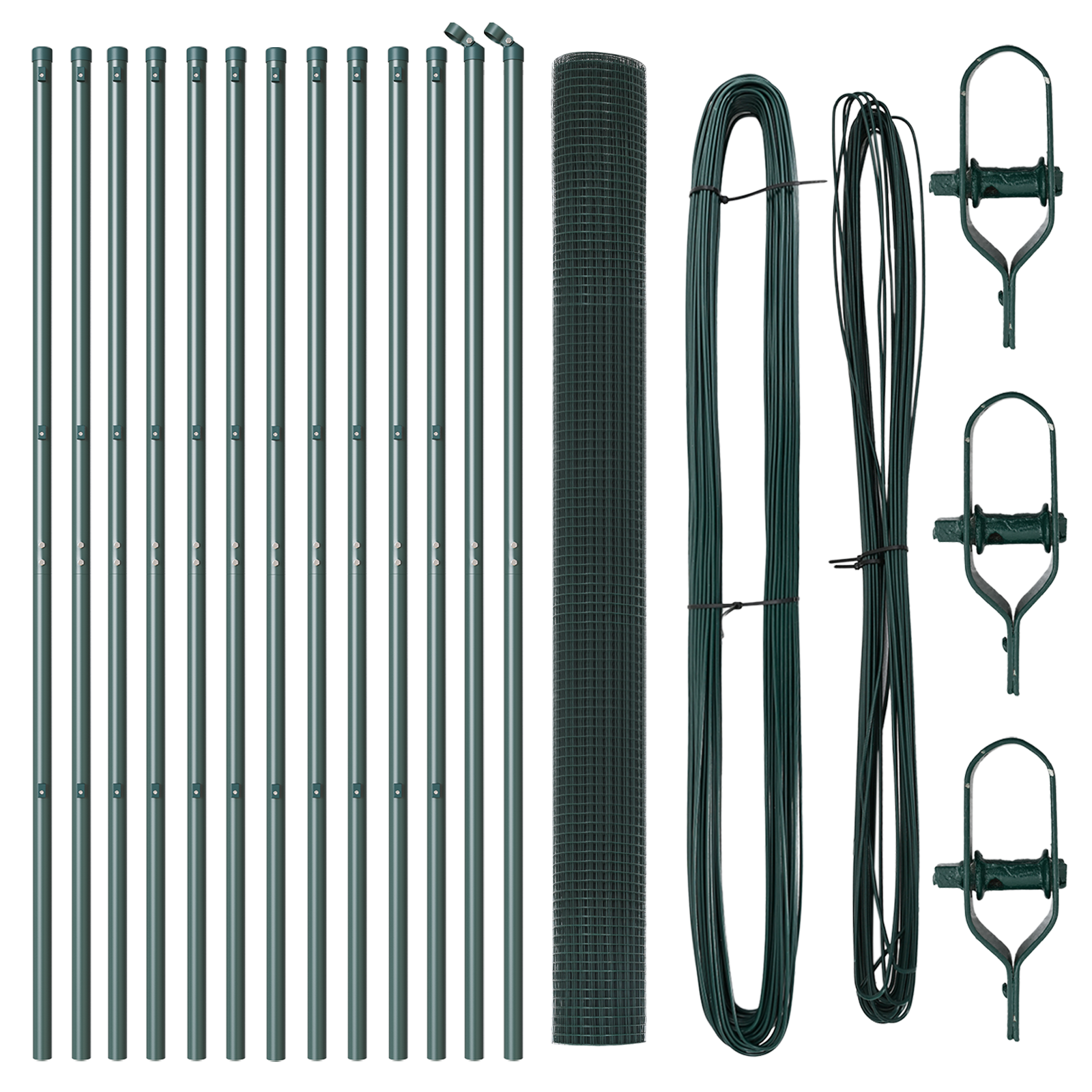 Welded Wire Fence with 13 Posts Green 1.6x25 m Steel - Image 4