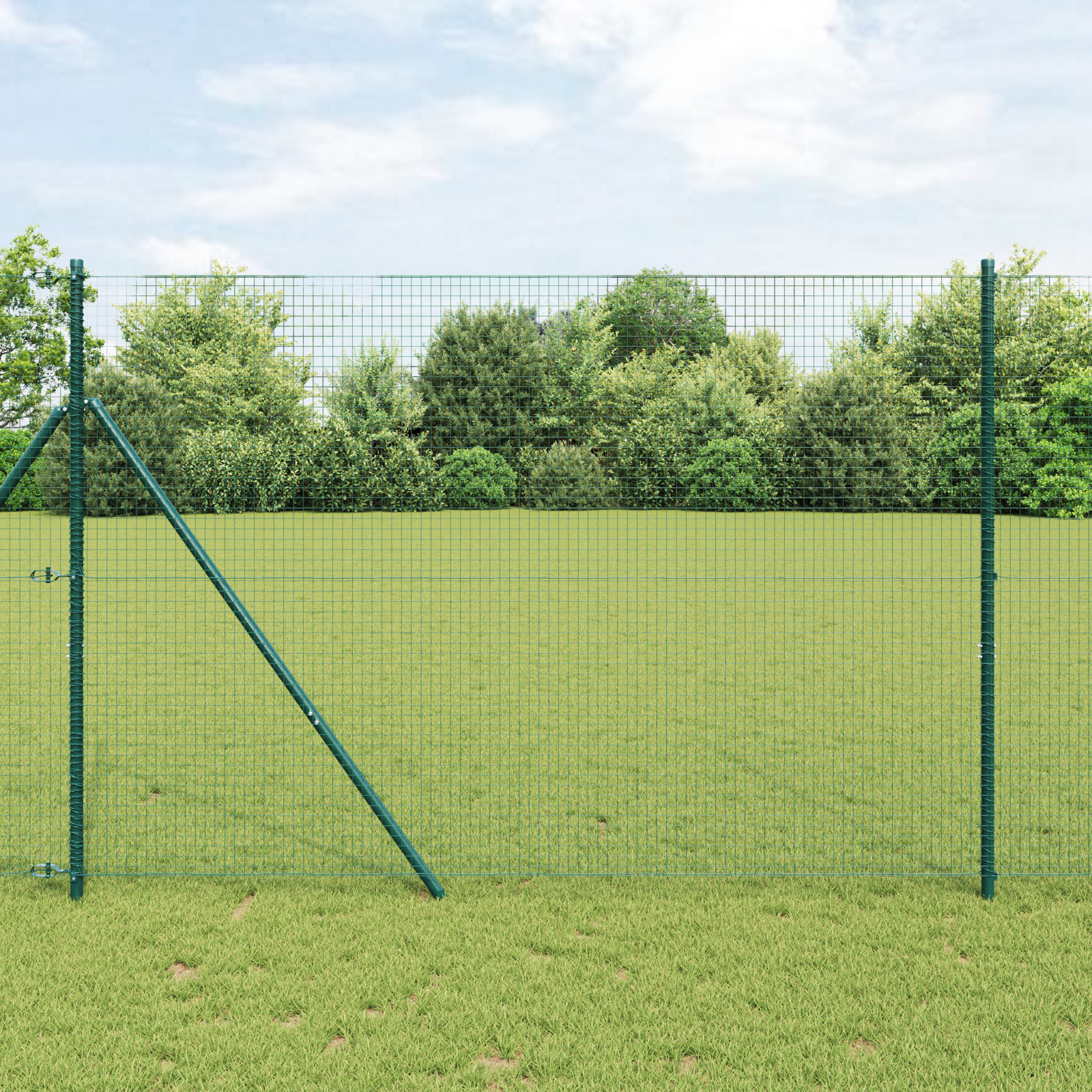 Welded Wire Fence with 13 Posts Green 1.6x25 m Steel