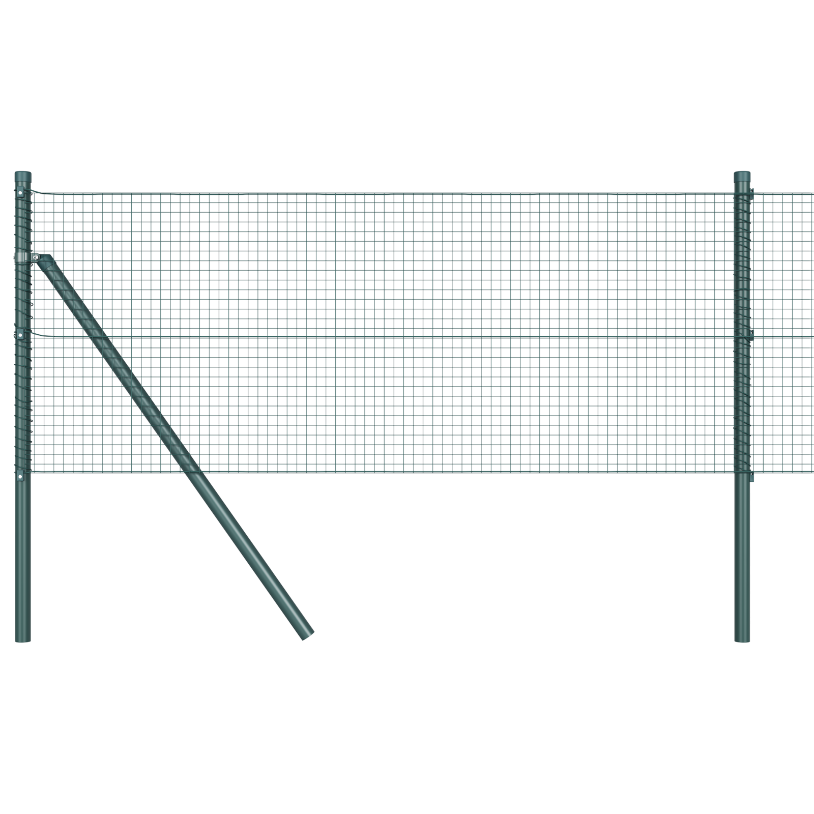 Welded Wire Fence with 13 Posts Green 0.4x100 m Steel - Image 2