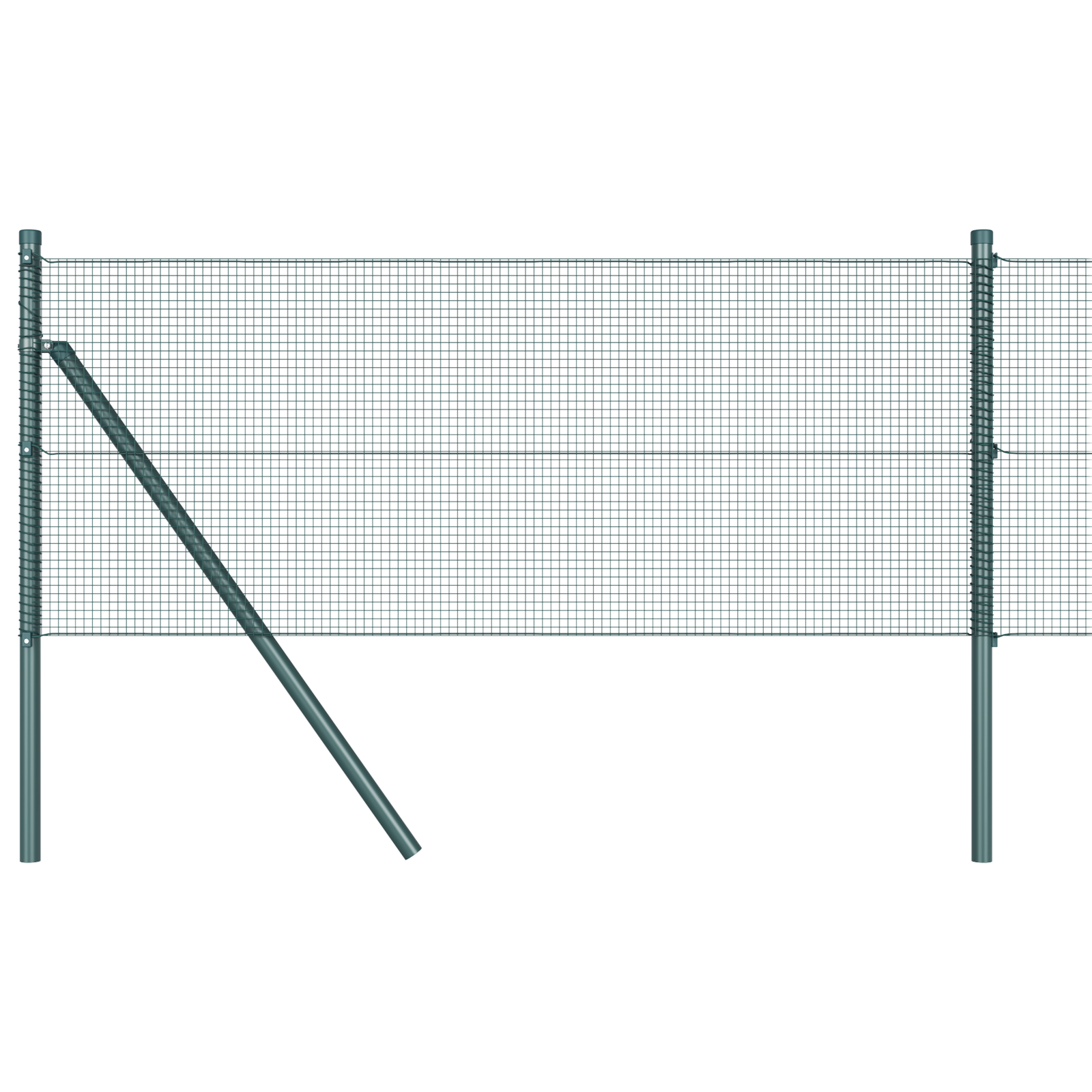 Welded Wire Fence with 13 Posts Green 0.6x100 m Steel - Image 2