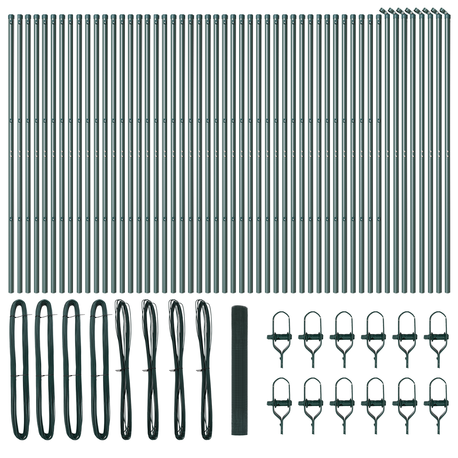 Welded Wire Fence with 13 Posts Green 1x100 m Steel - Image 4