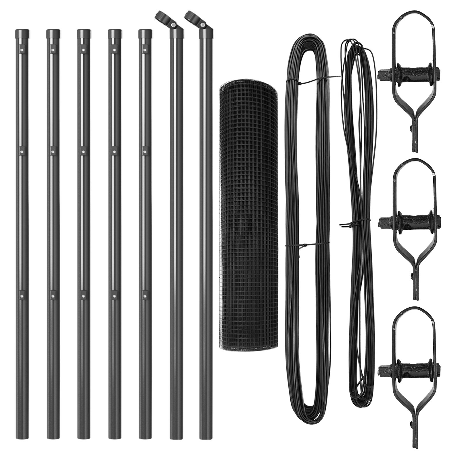 Welded Wire Fence with 7 Posts Grey 0.4x10 m Steel - Image 4