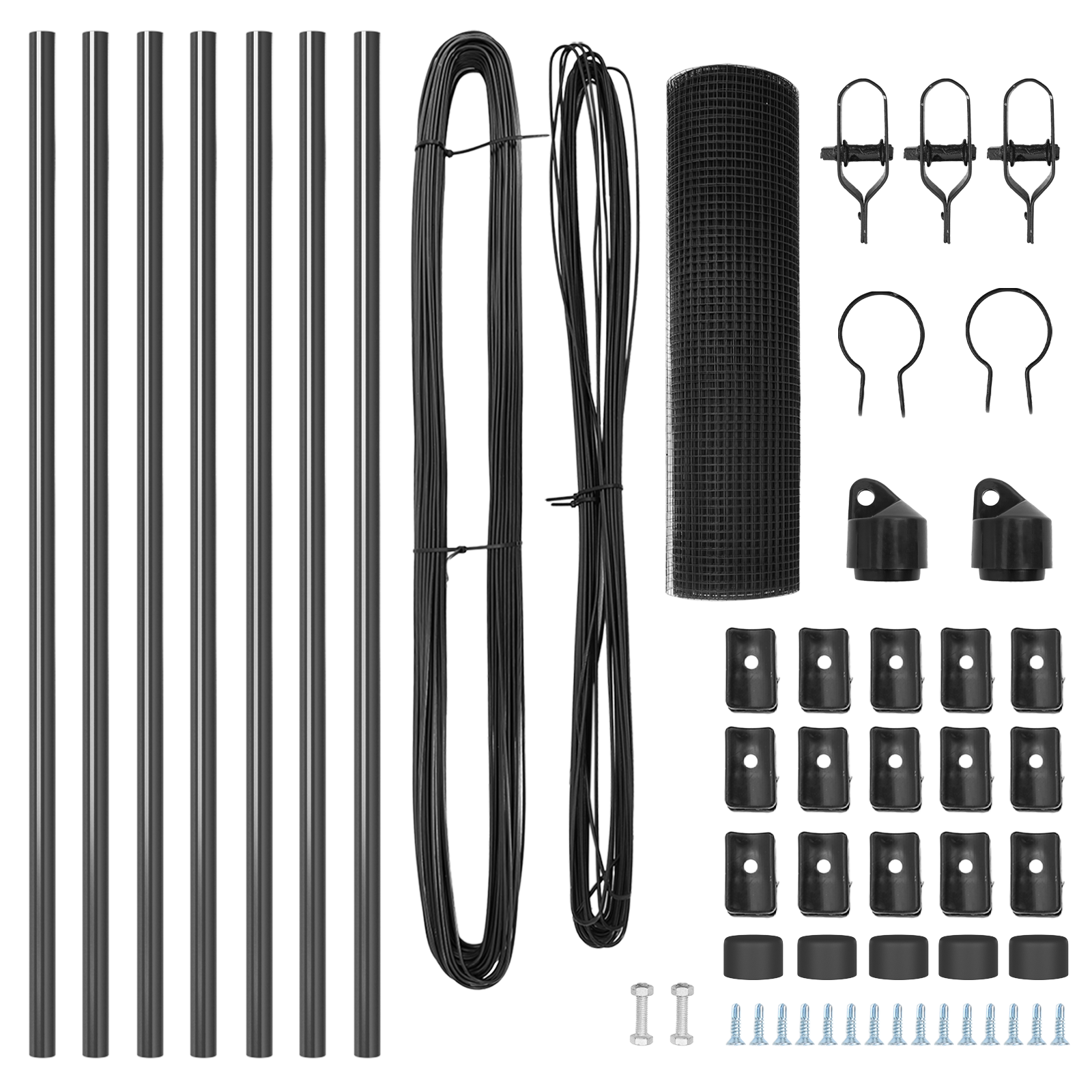 Fence Post Set Set of 2 Grey Metal, PVC-coated wire 10 x 0.5 m - Image 5