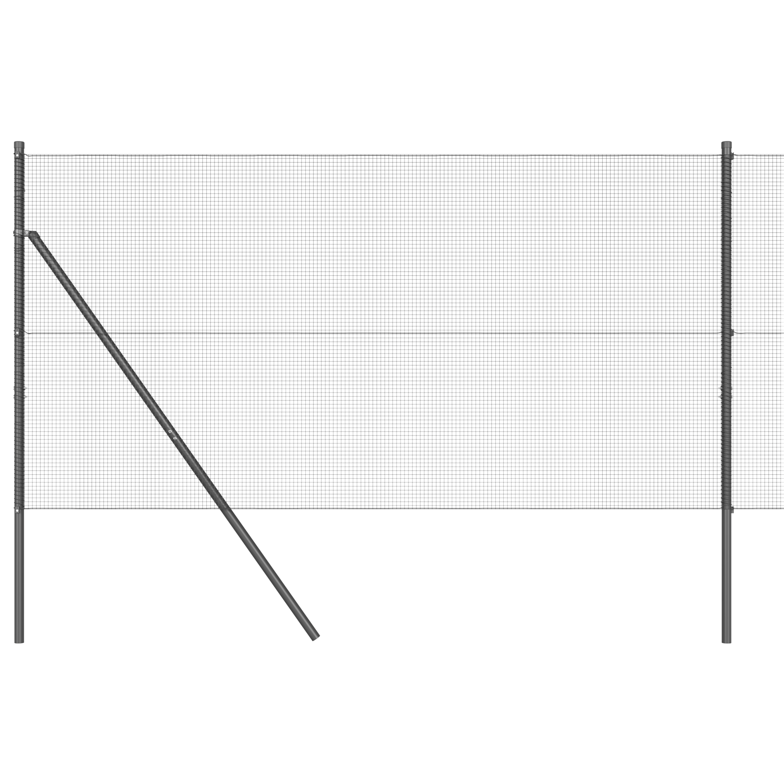Welded Wire Fence with 7 Posts Grey 1.2x10 m Steel - Image 2