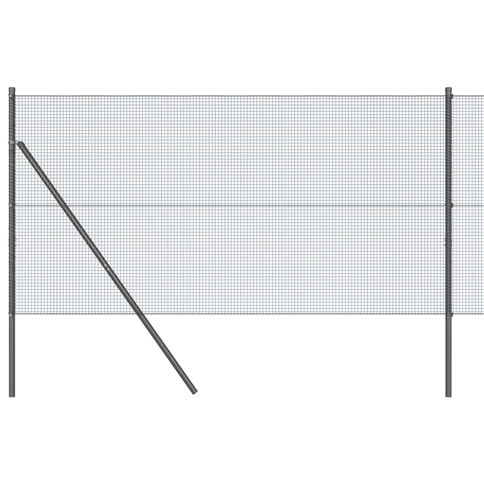Welded Wire Fence with 7 Posts Grey 1.2x10 m Steel - Image 2