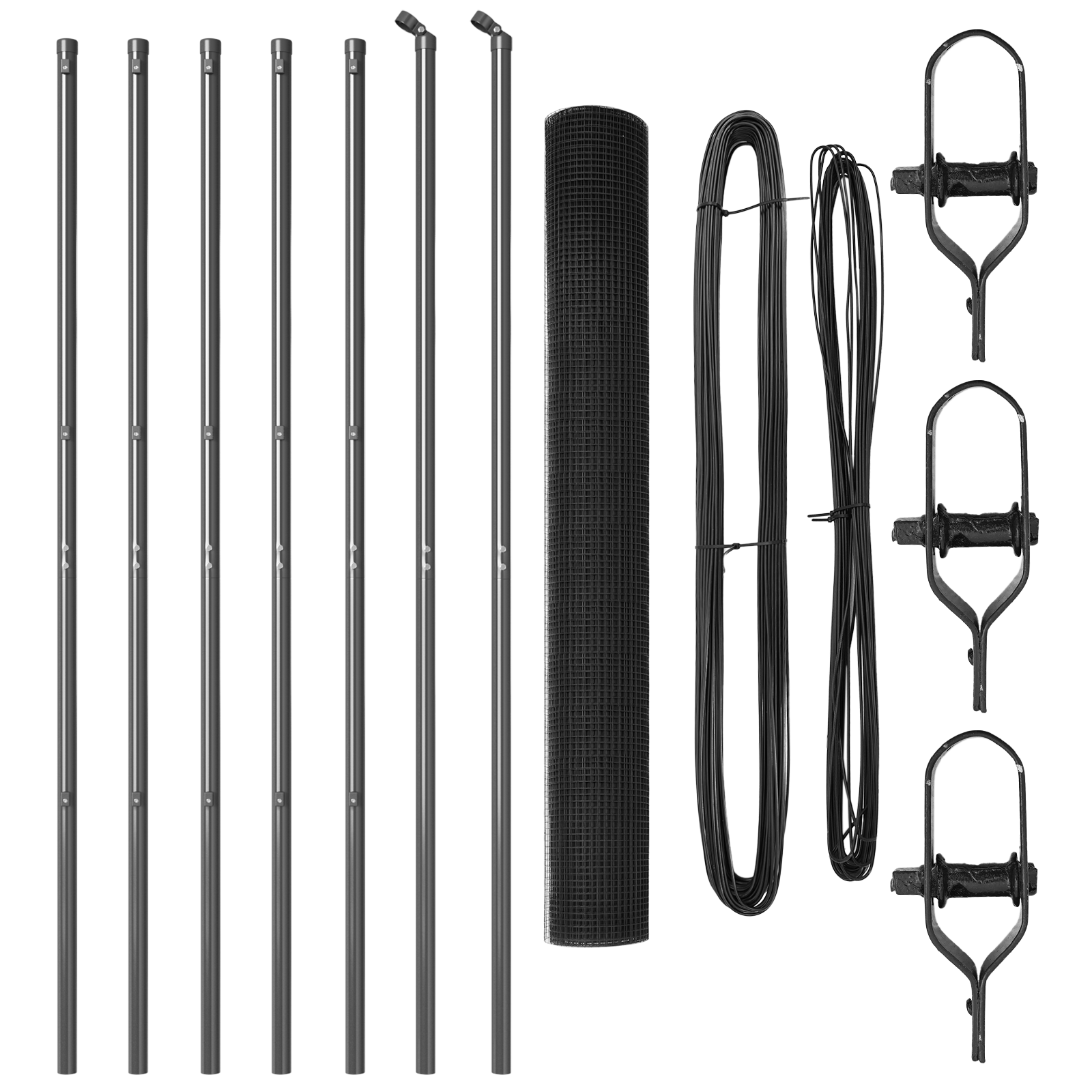 Welded Wire Fence with 7 Posts Grey 1.4x10 m Steel - Image 4