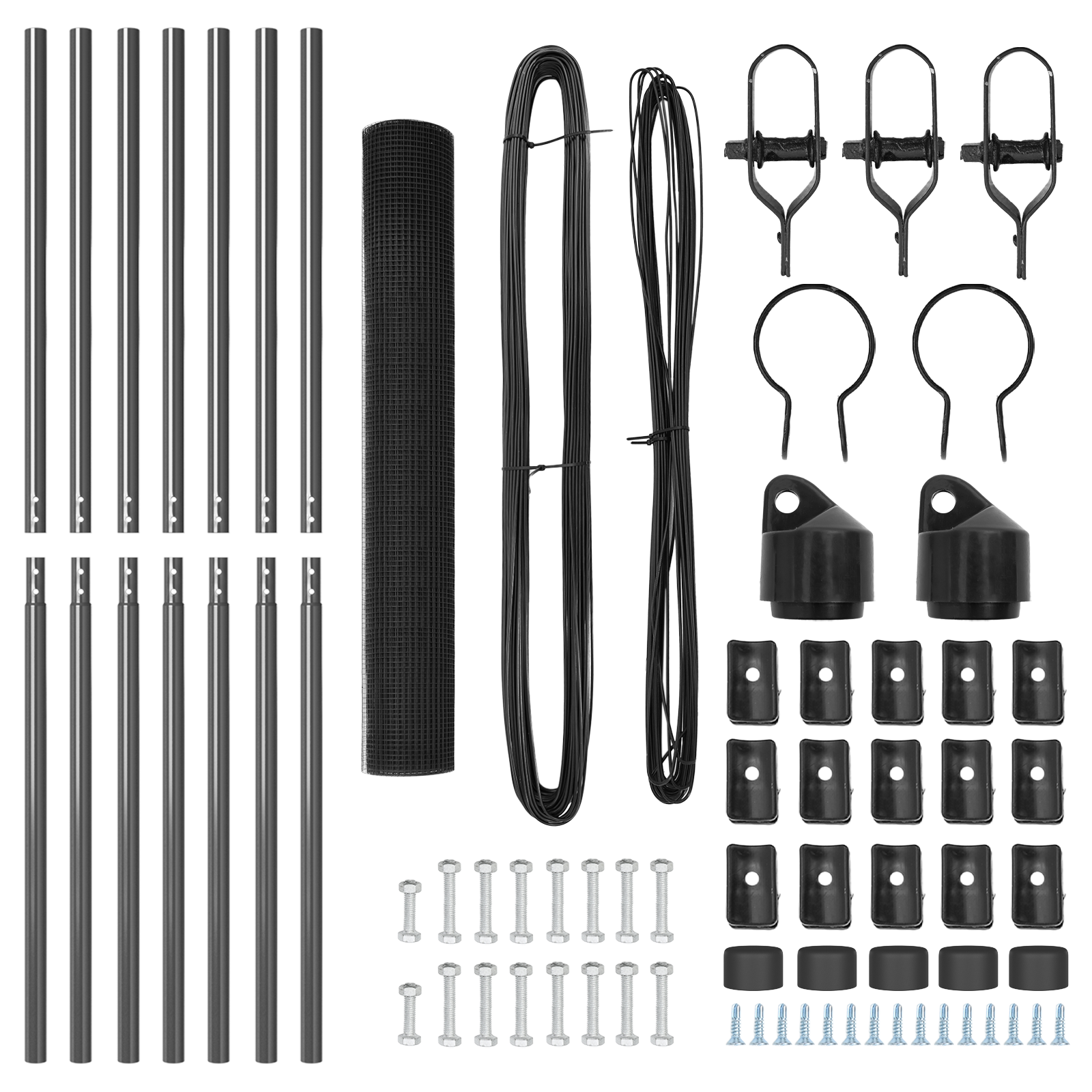 Welded Wire Fence with 7 Posts Grey 1.4x10 m Steel - Image 5