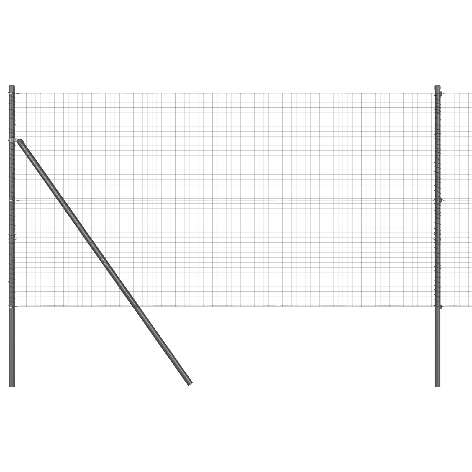 Welded Wire Fence with 7 Posts Grey 1.4x10 m Steel - Image 2