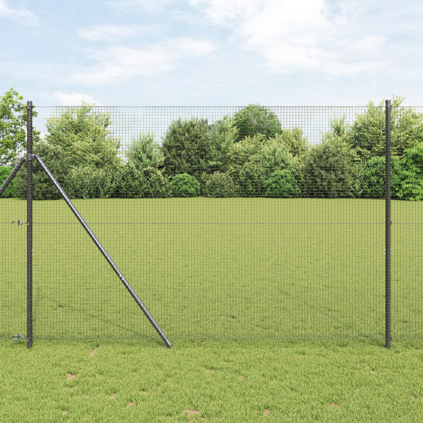 Welded Wire Fence with 7 Posts Grey 1.5x10 m Steel